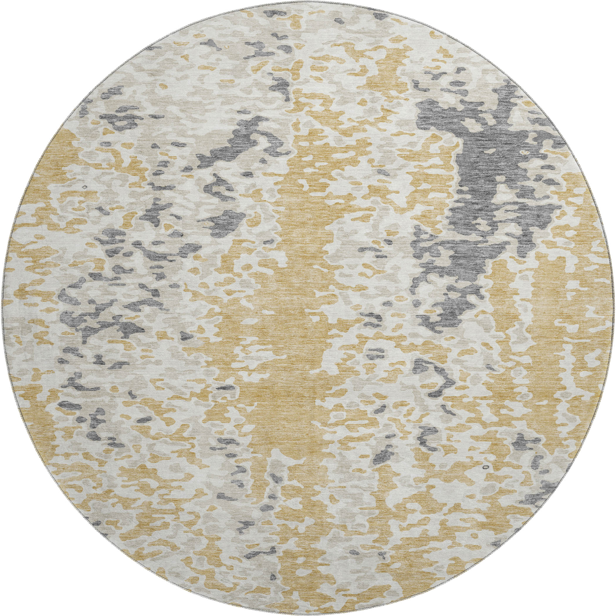 Mdina Machine Washable Transitional Gold Rug 8' x 8' #shape_Round