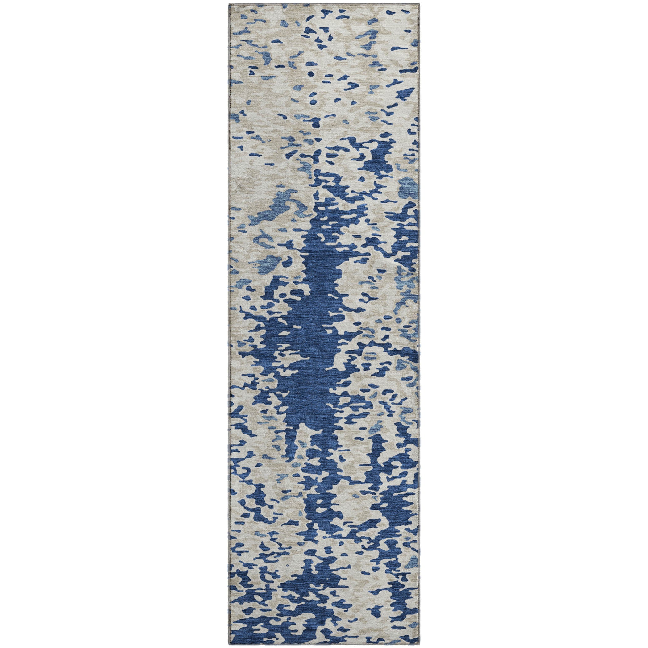 Mdina Machine Washable Transitional Navy Blue Rug 2'3" x 7'6" #shape_Runner