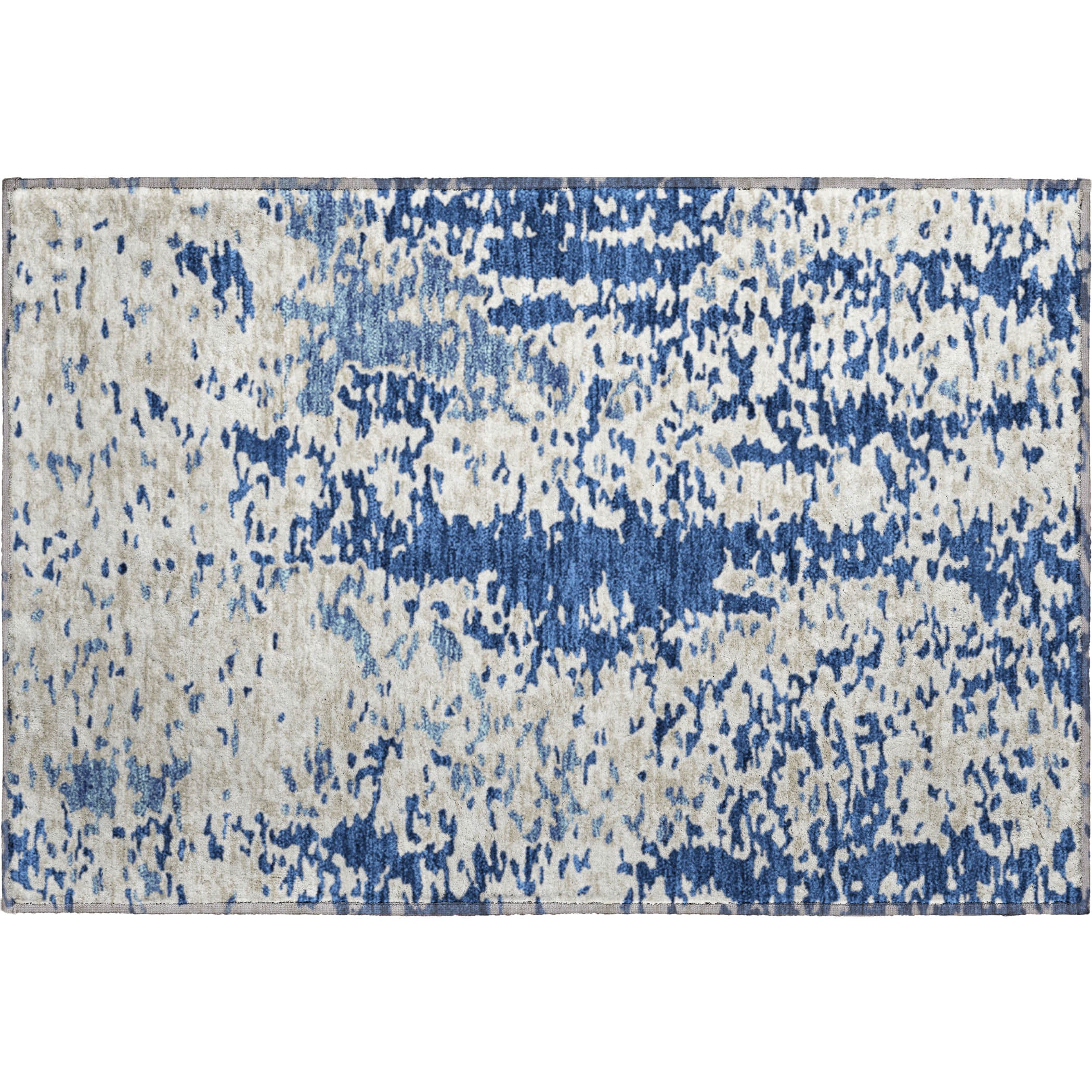 Mdina Machine Washable Transitional Navy Blue Rug 1'8" x 2'6" #shape_Rectangle