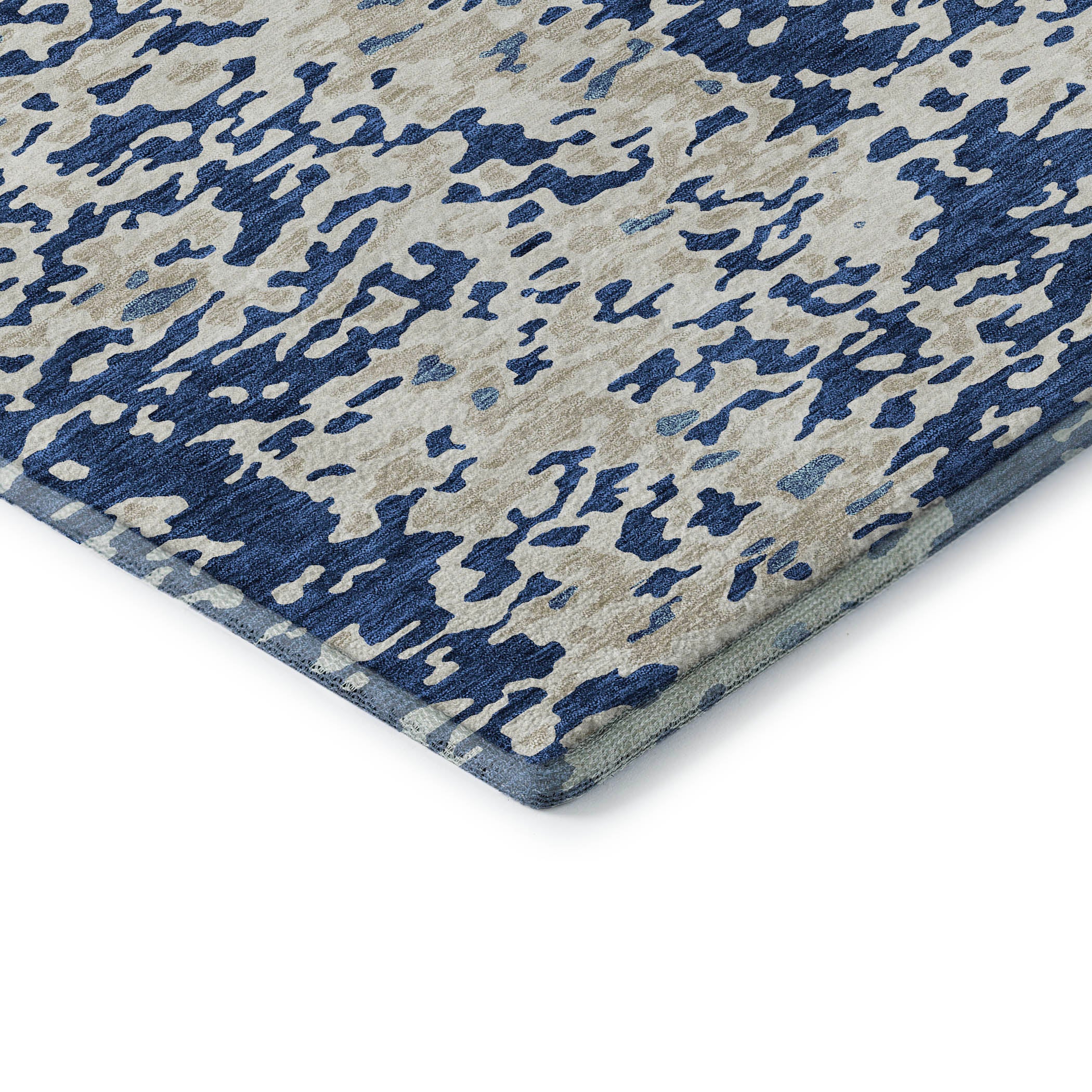 Mdina Machine Washable Transitional Navy Blue Rug 1'8" x 2'6" #shape_Rectangle
