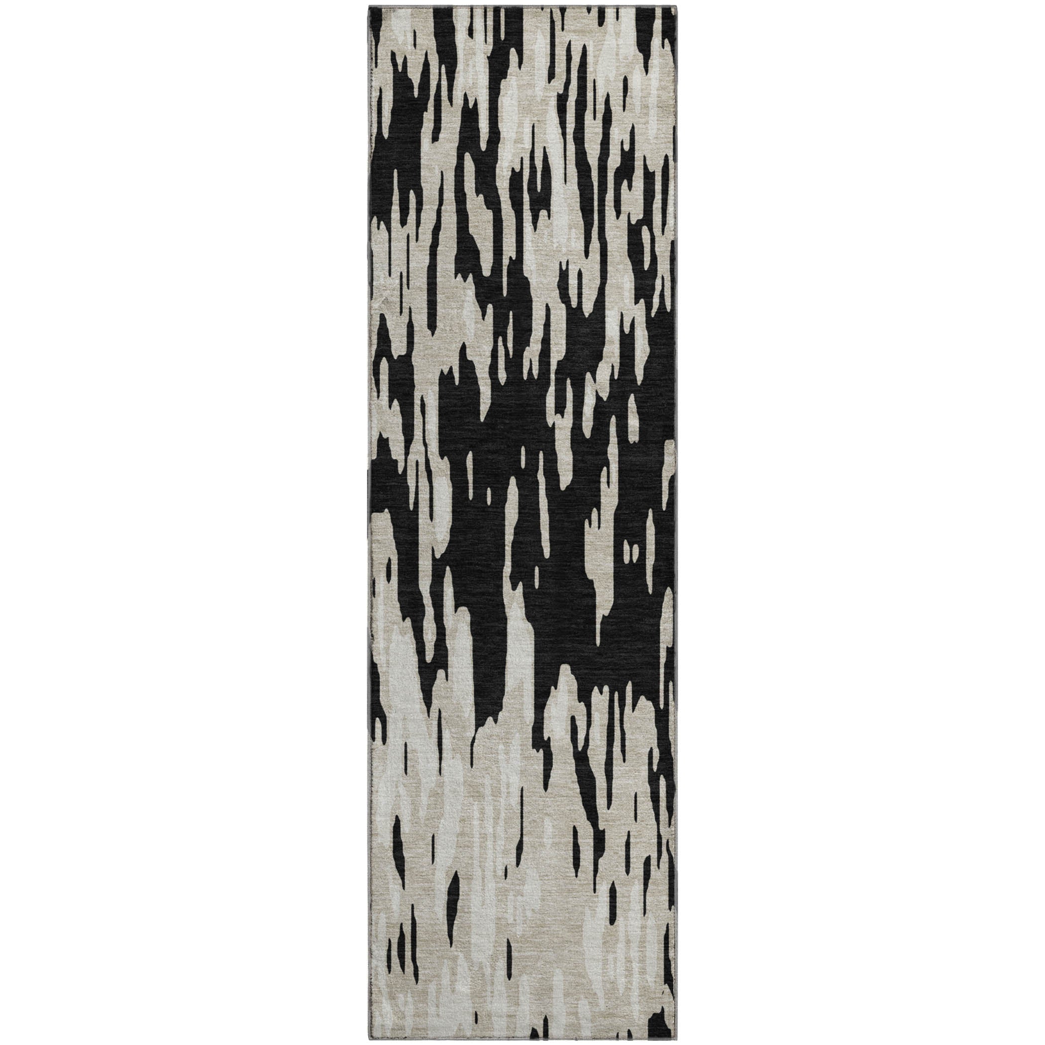 Porto Machine Washable Transitional Black Rug 2'3" x 7'6" #shape_Runner