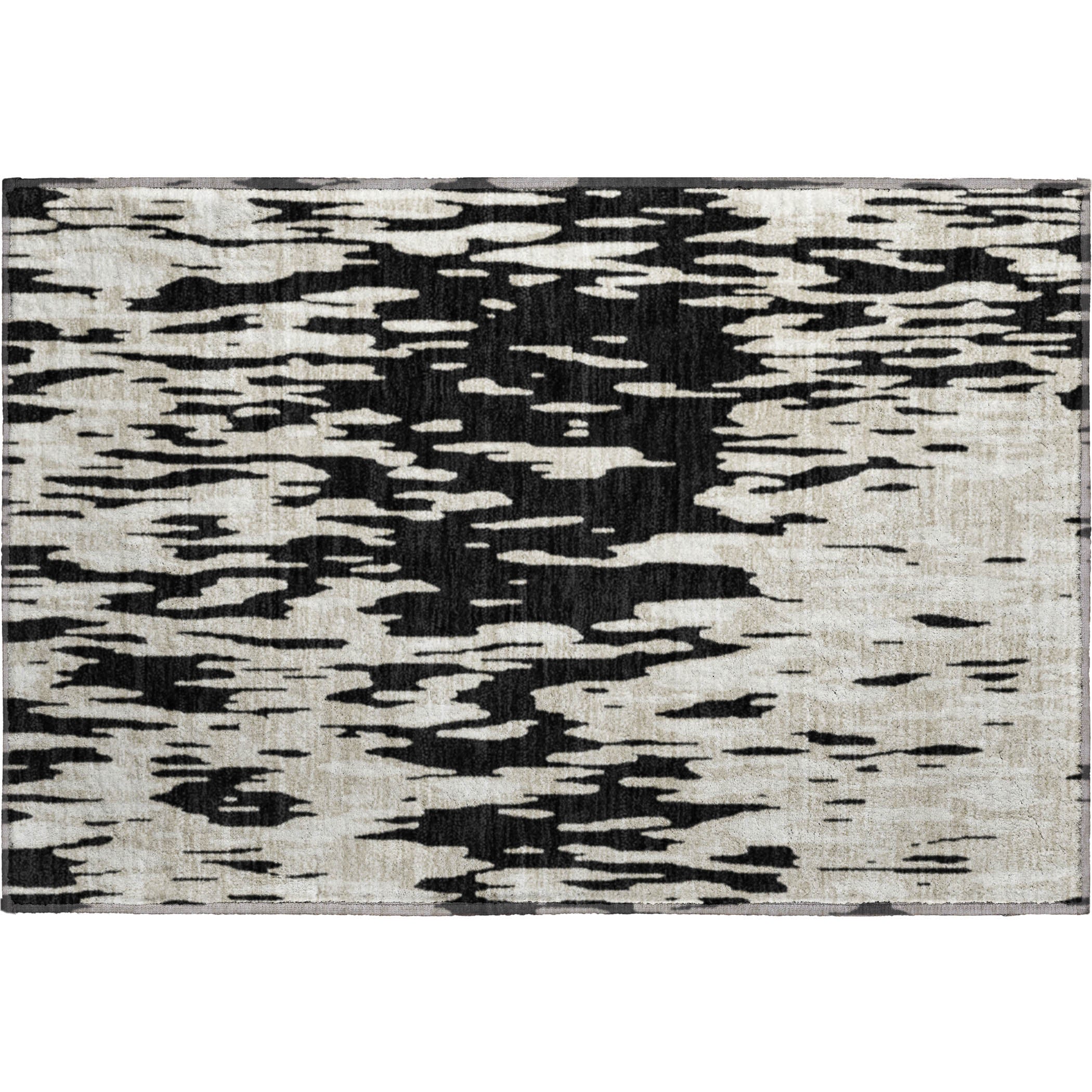 Porto Machine Washable Transitional Black Rug 1'8" x 2'6" #shape_Rectangle