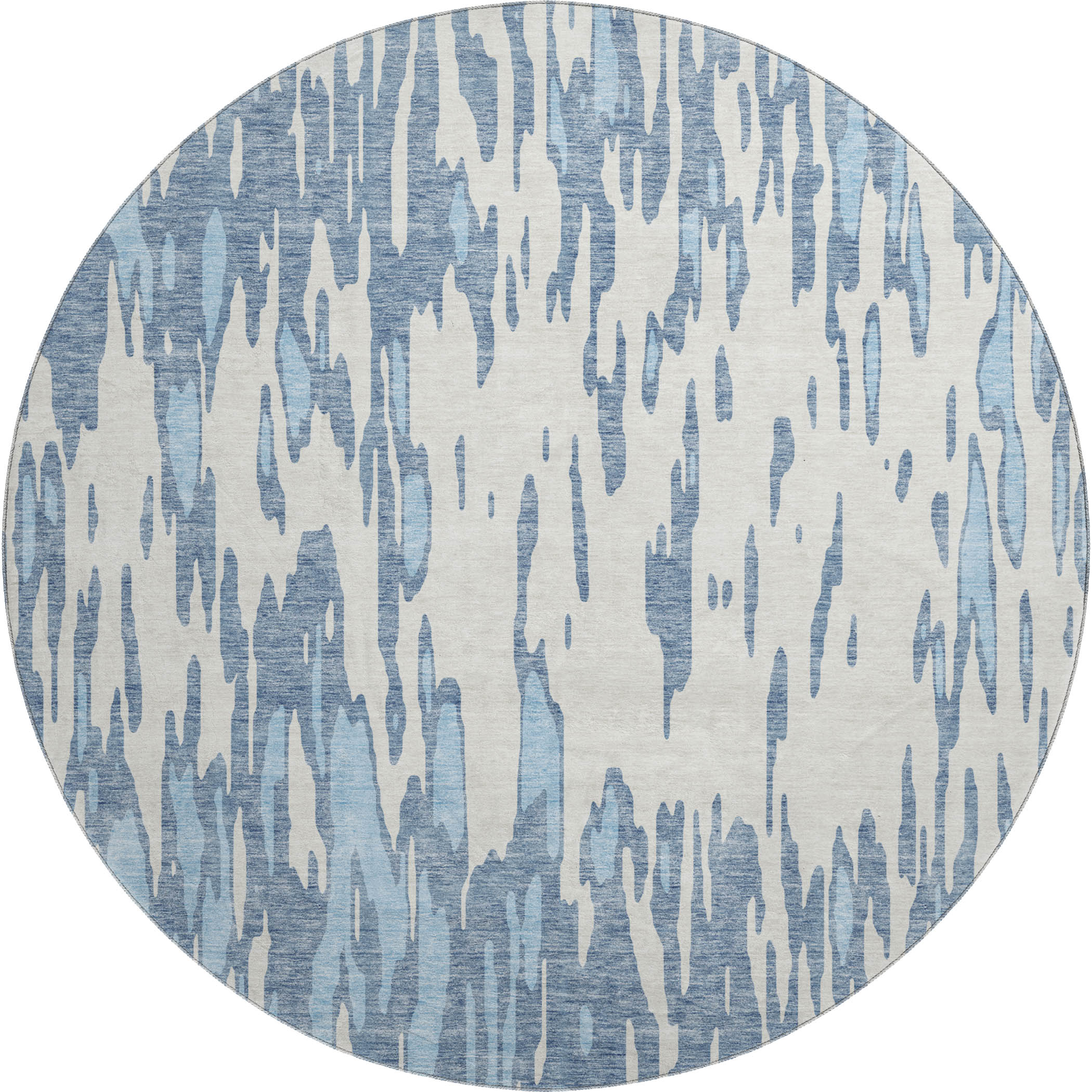 Porto Machine Washable Transitional Denim Blue Rug 8' x 8' #shape_Round