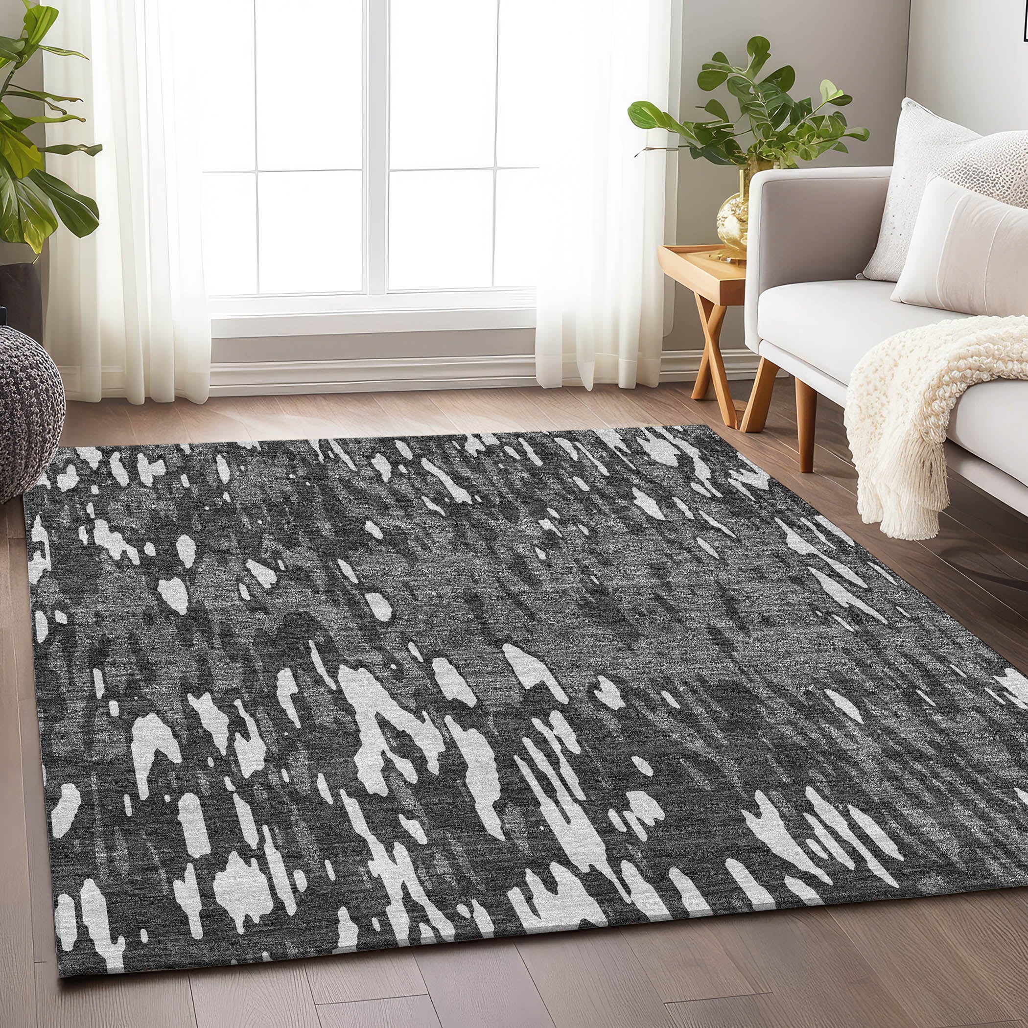 Porto Machine Washable Transitional Gray Rug 2'6" x 3'10" #shape_Rectangle