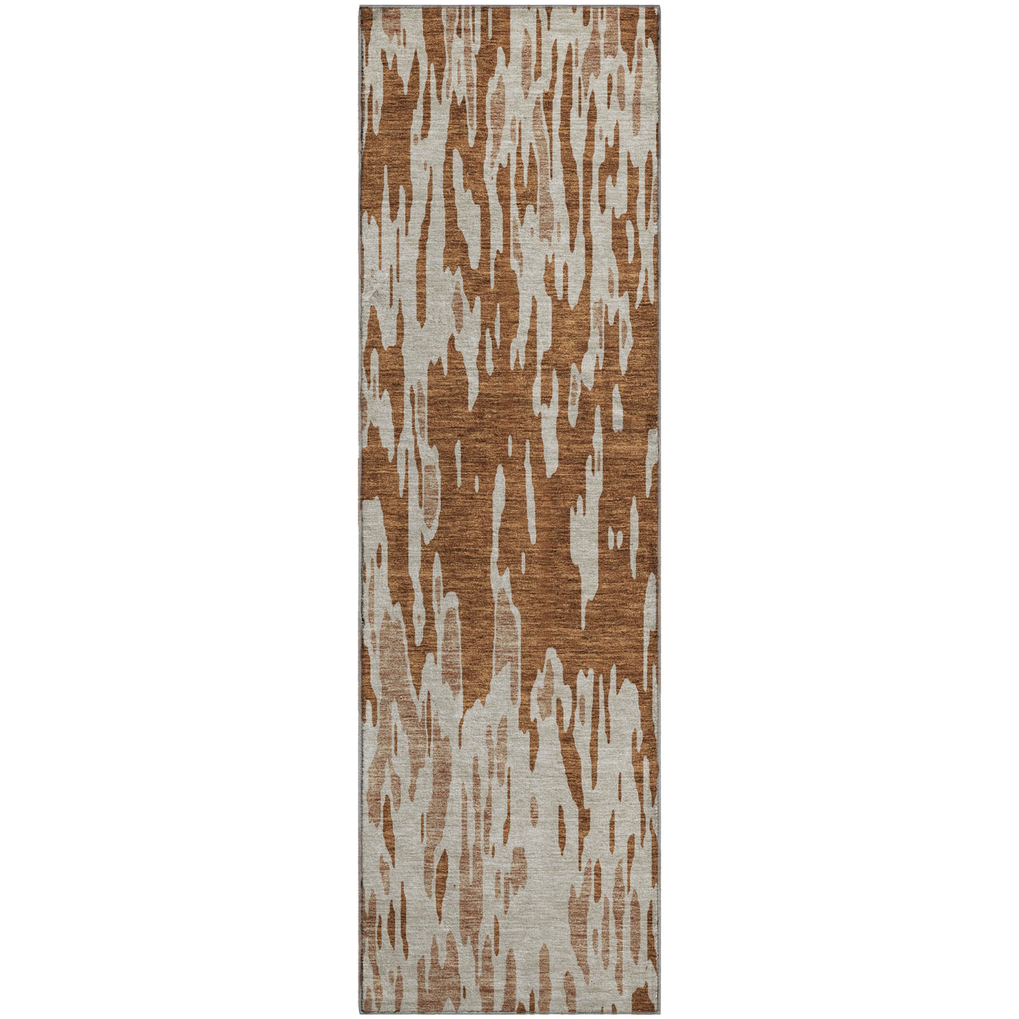 Porto Machine Washable Transitional Paprika Orange Rug 2'3" x 7'6" #shape_Runner