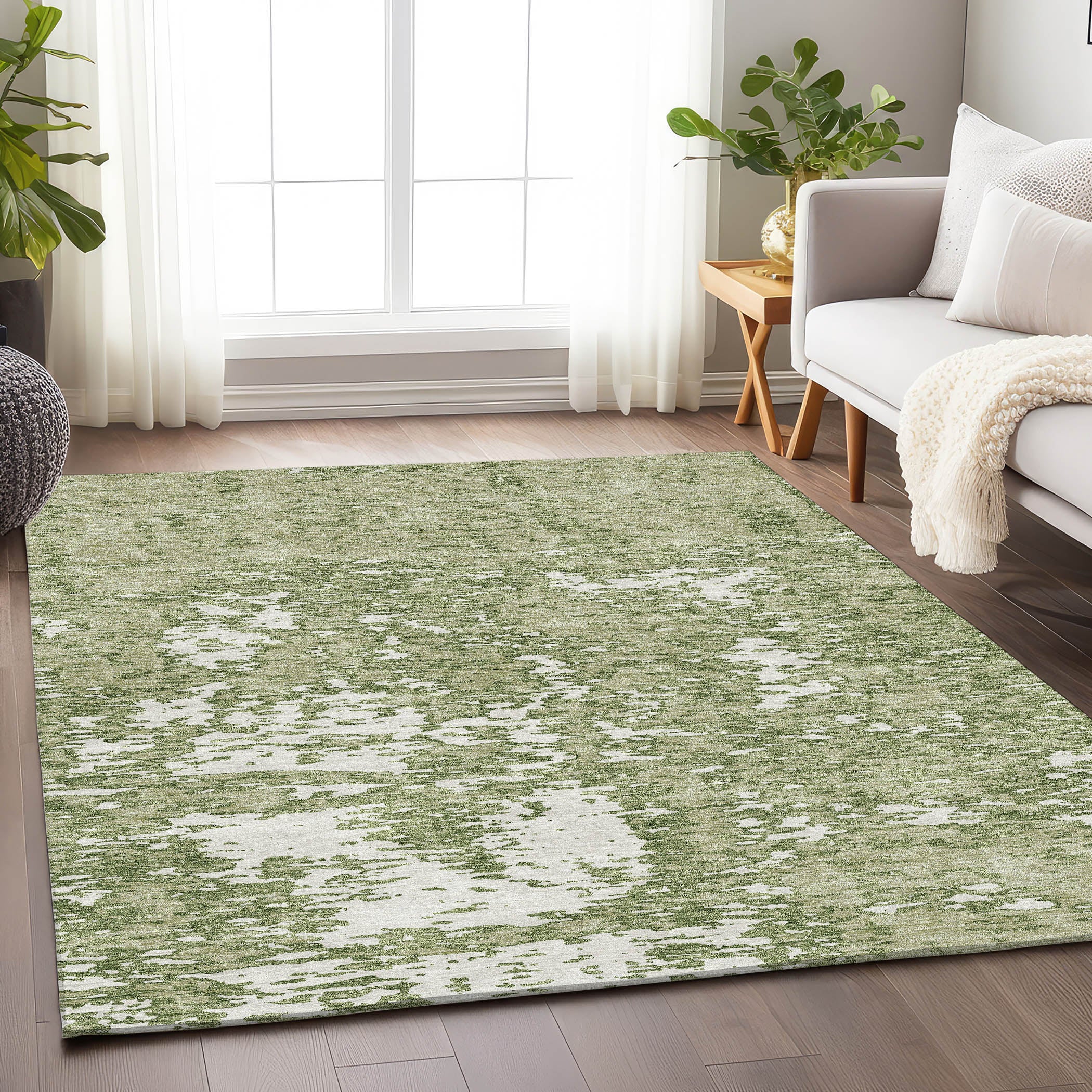 Ghent Machine Washable Transitional Aloe Green Rug 2'6" x 3'10" #shape_Rectangle
