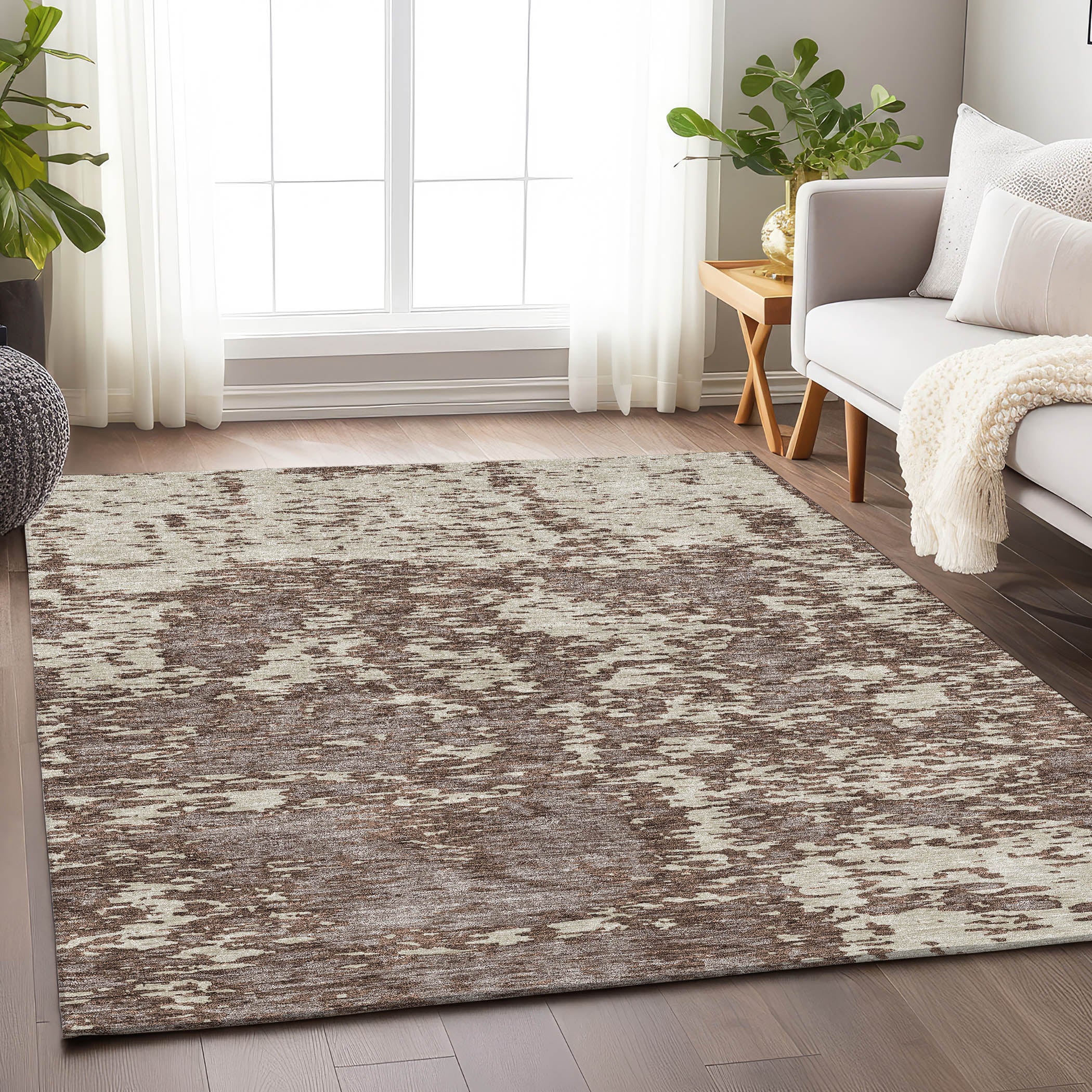 Ghent Machine Washable Transitional Brown Rug 2'6" x 3'10" #shape_Rectangle
