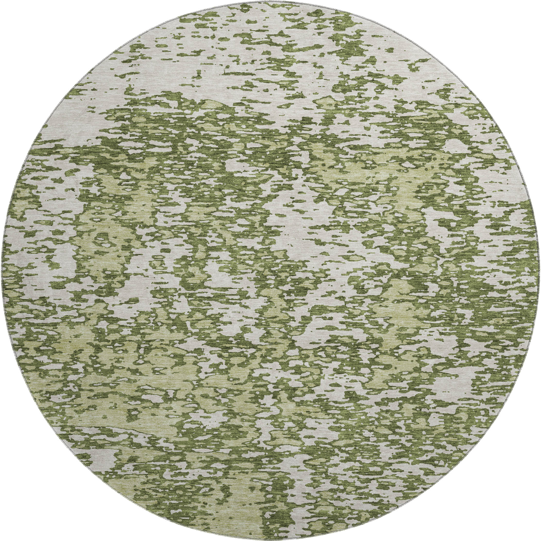 Ghent Machine Washable Transitional Olive Green Rug 8' x 8' #shape_Round