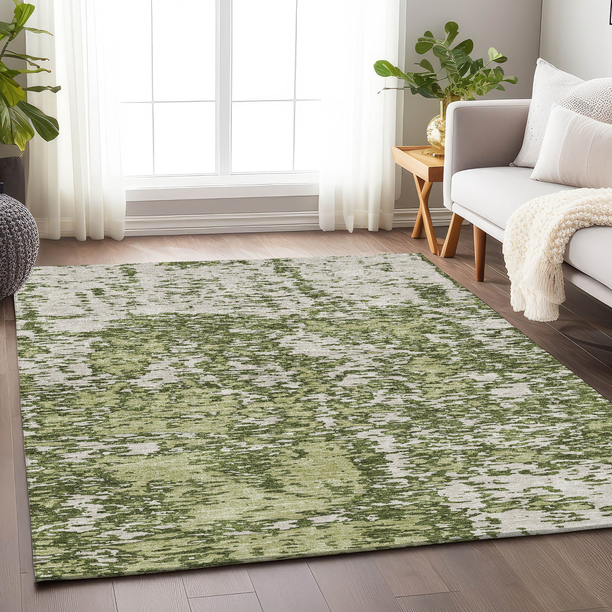 Ghent Machine Washable Transitional Olive Green Rug 2'6" x 3'10" #shape_Rectangle