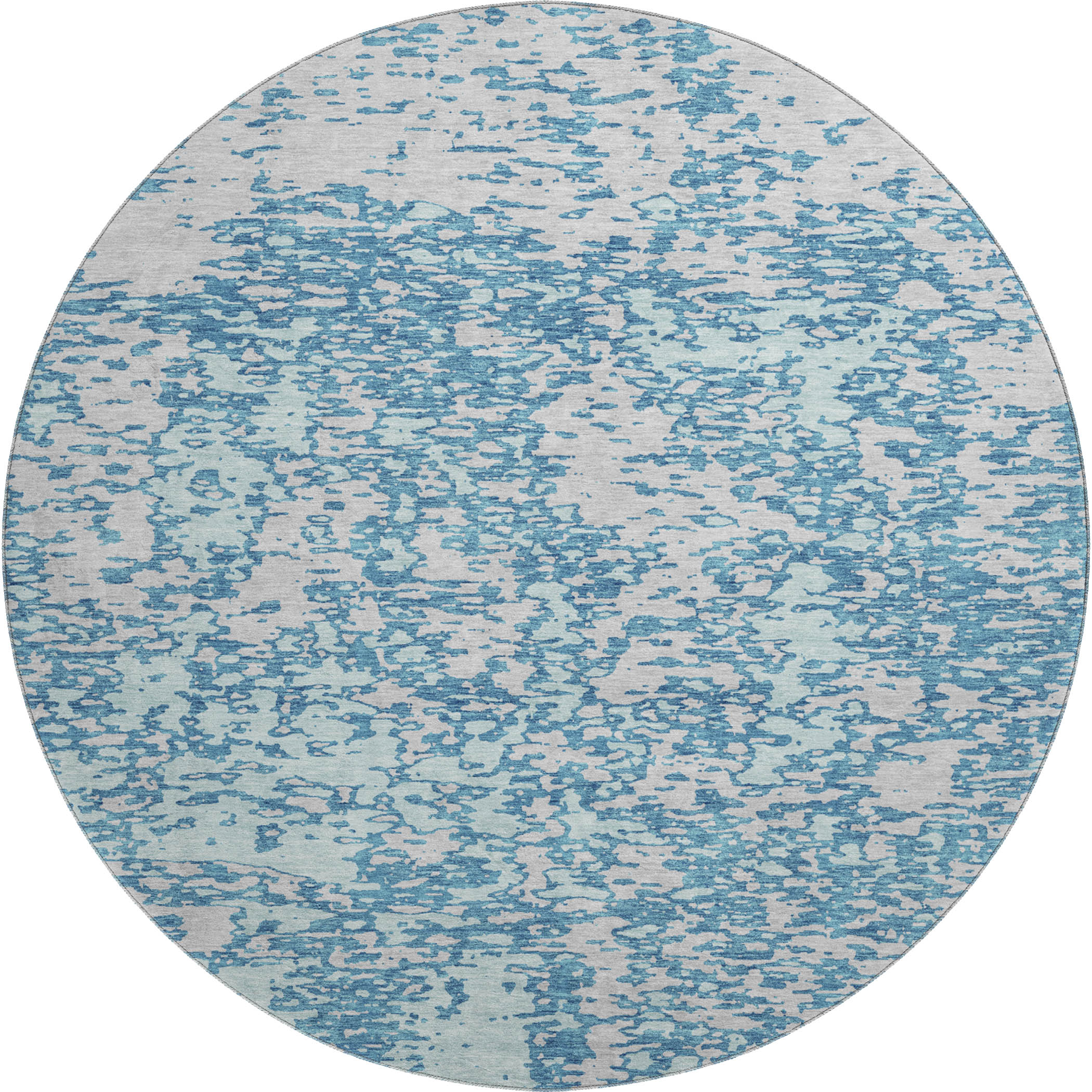 Ghent Machine Washable Transitional Teal Rug 8' x 8' #shape_Round