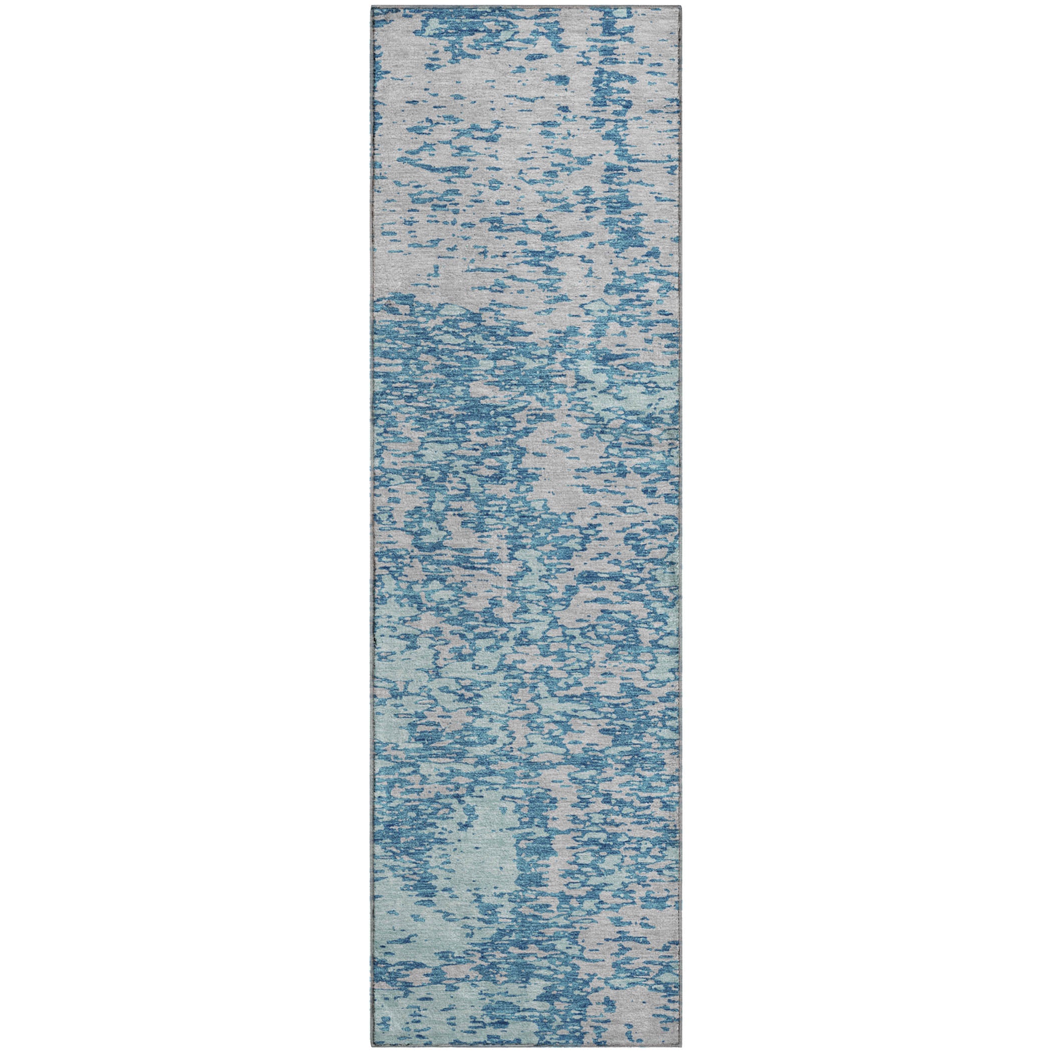 Ghent Machine Washable Transitional Teal Rug 2'3" x 7'6" #shape_Runner