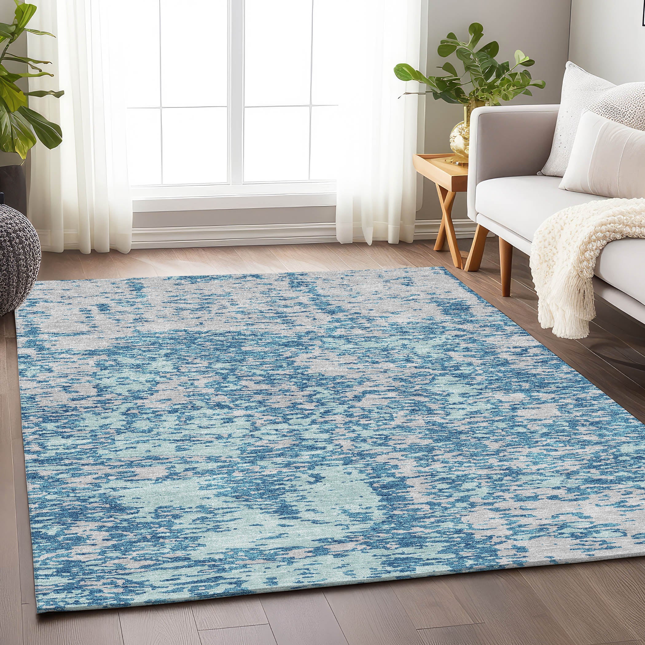 Ghent Machine Washable Transitional Teal Rug 2'6" x 3'10" #shape_Rectangle