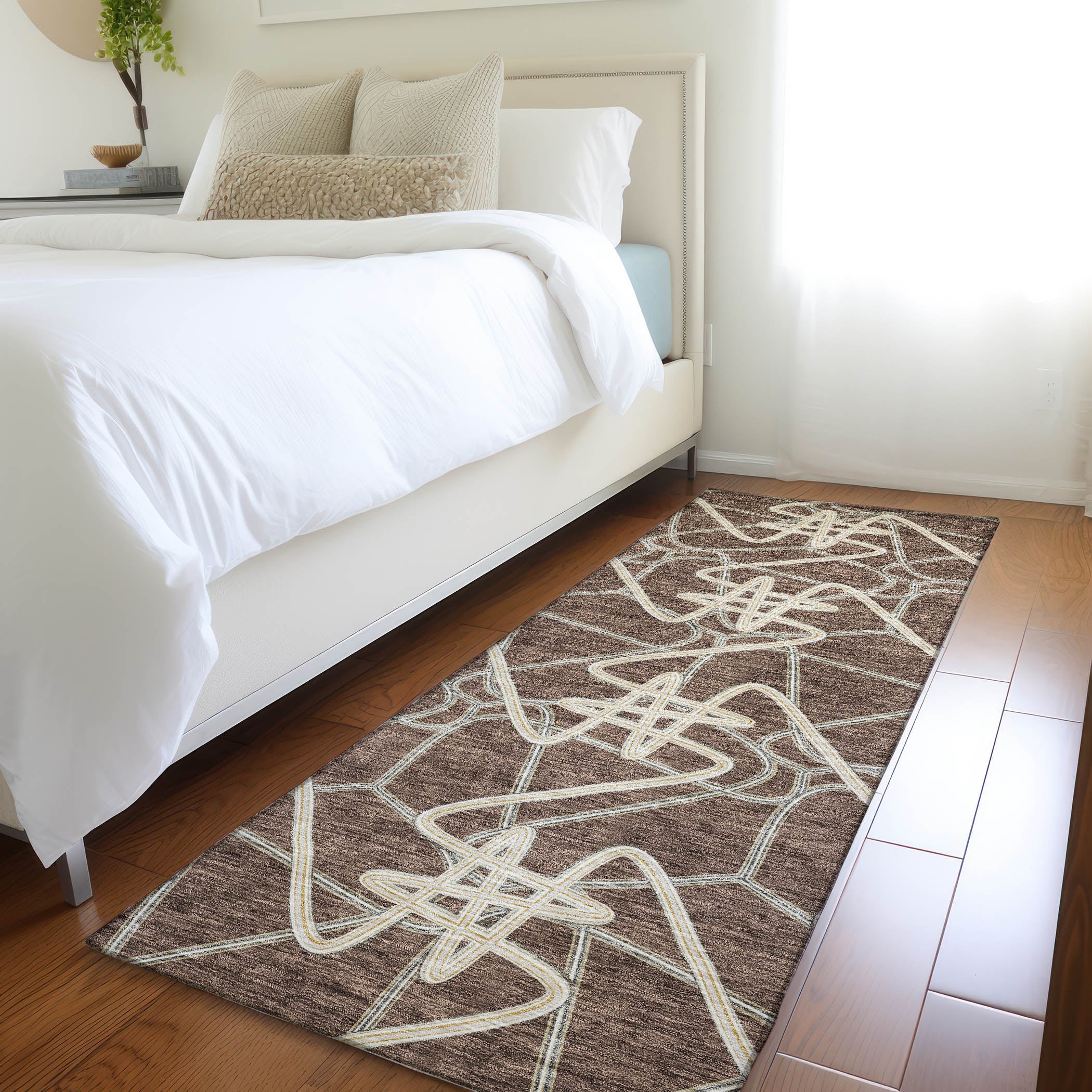 Cusco Machine Washable Transitional Brown Rug 2'3" x 7'6" #shape_Runner