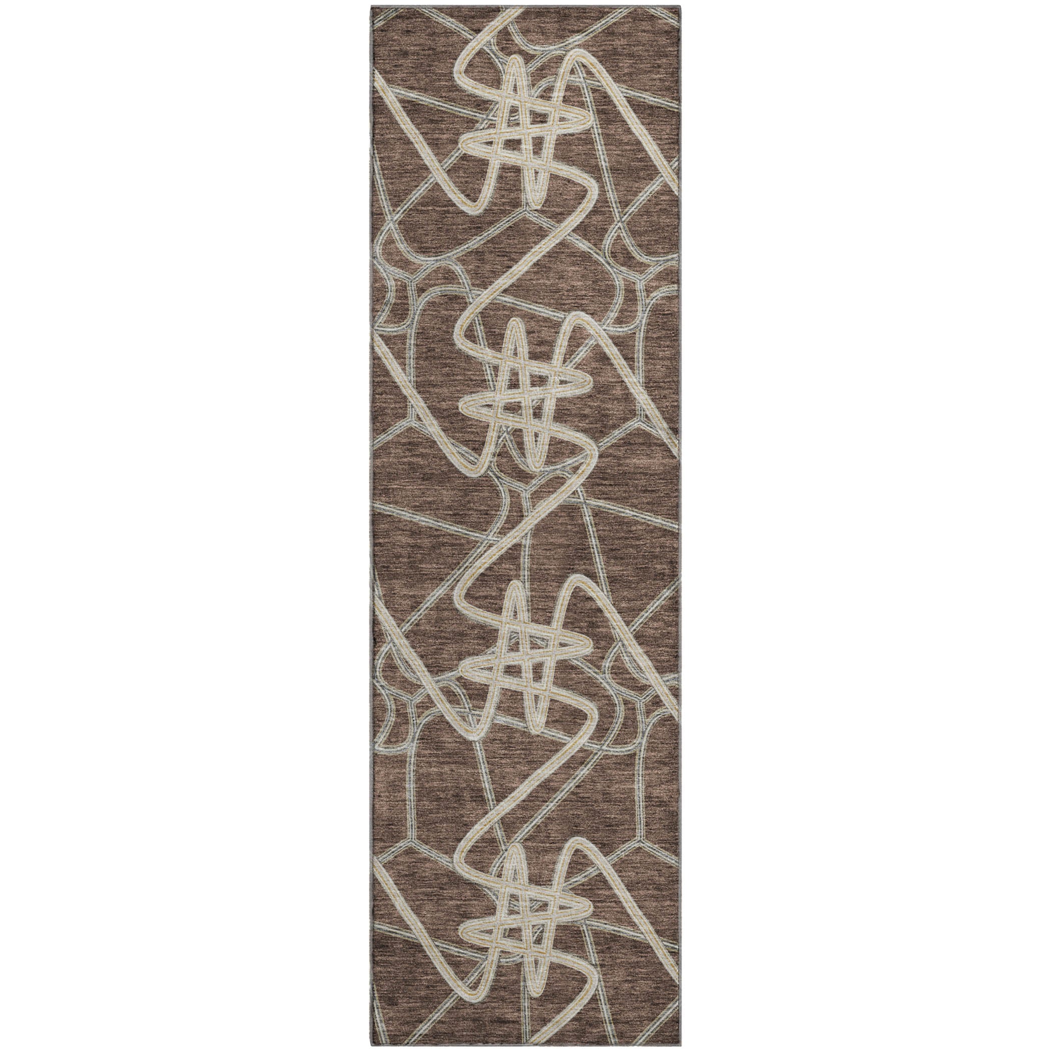 Cusco Machine Washable Transitional Brown Rug 2'3" x 7'6" #shape_Runner