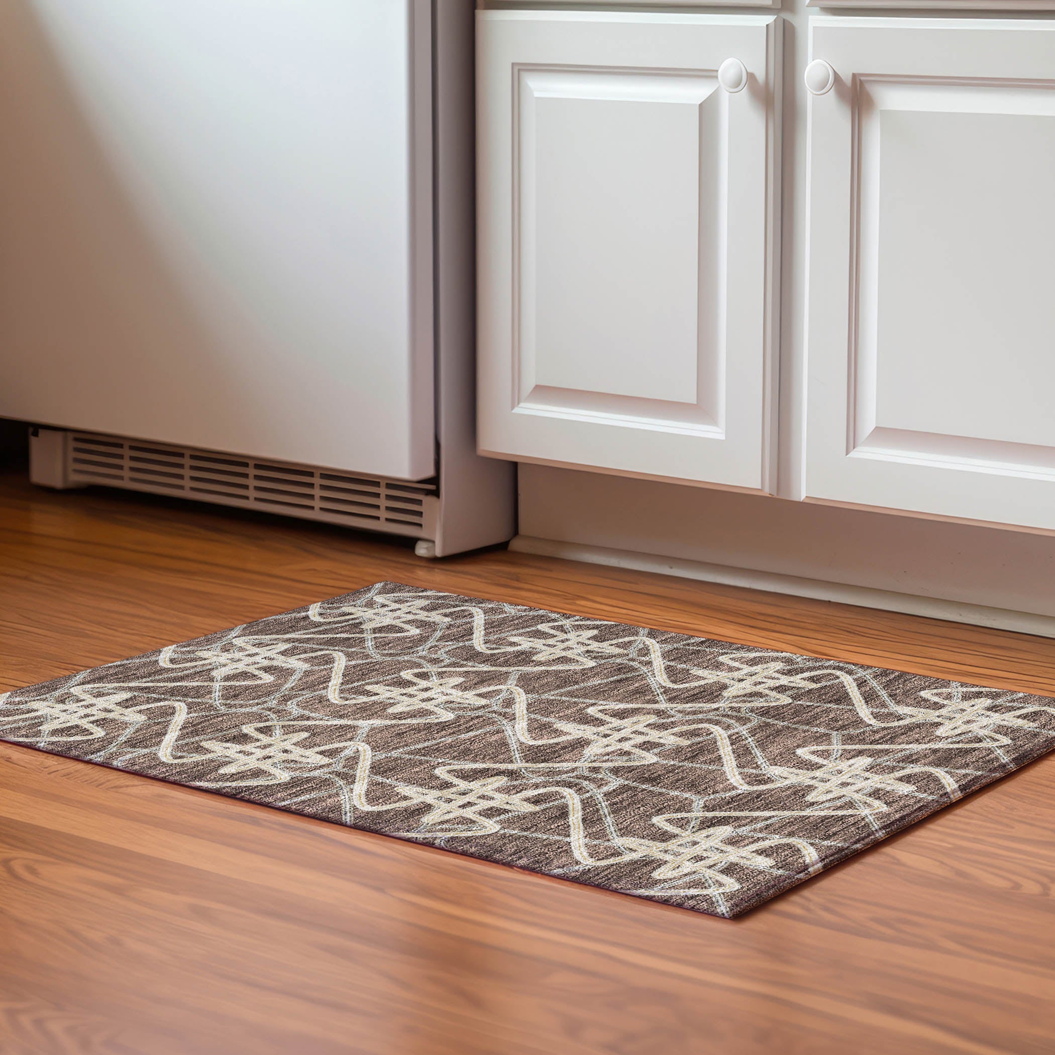 Cusco Machine Washable Transitional Brown Rug 1'8" x 2'6" #shape_Rectangle