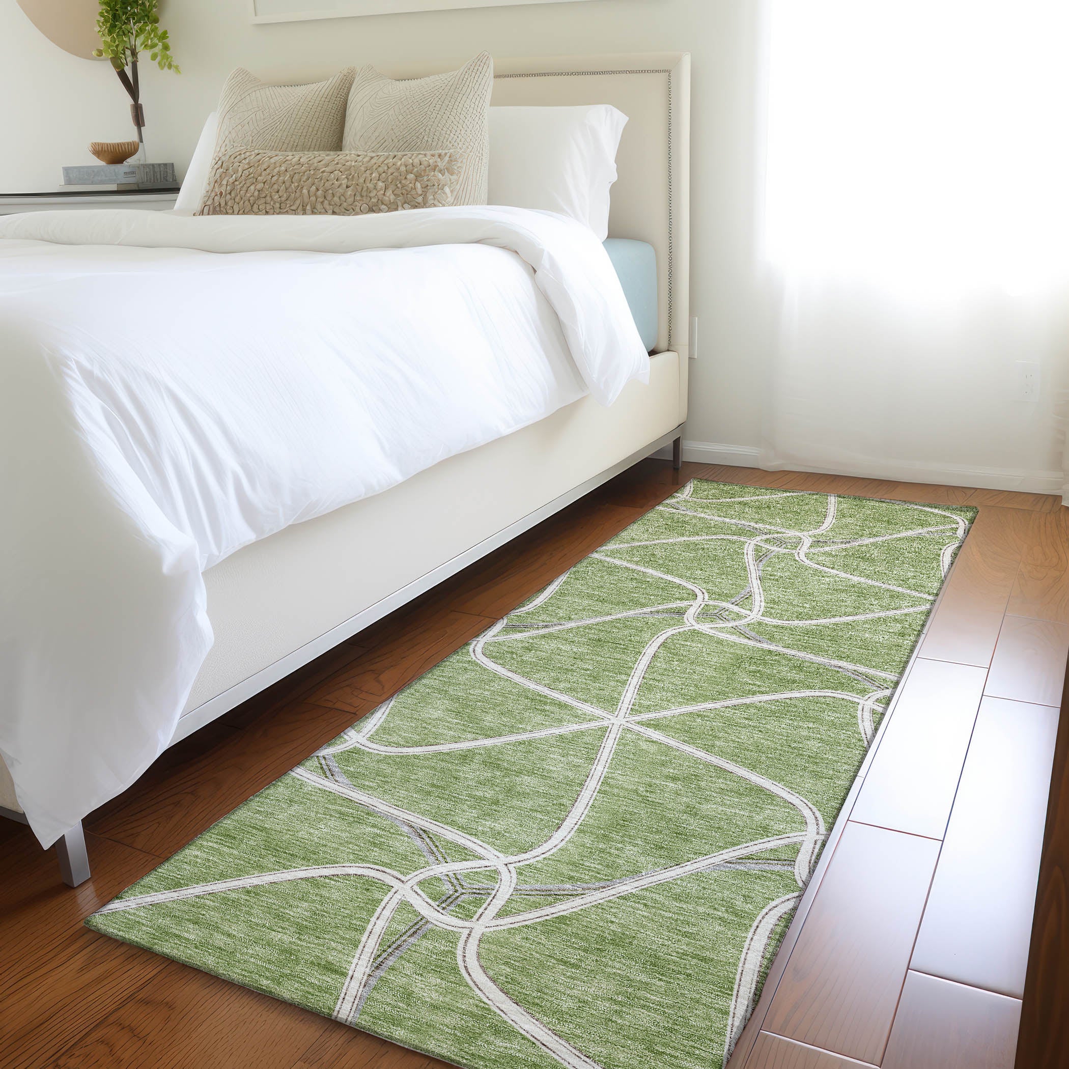 Jaipur Machine Washable Transitional Aloe Green Rug 2'3" x 7'6" #shape_Runner