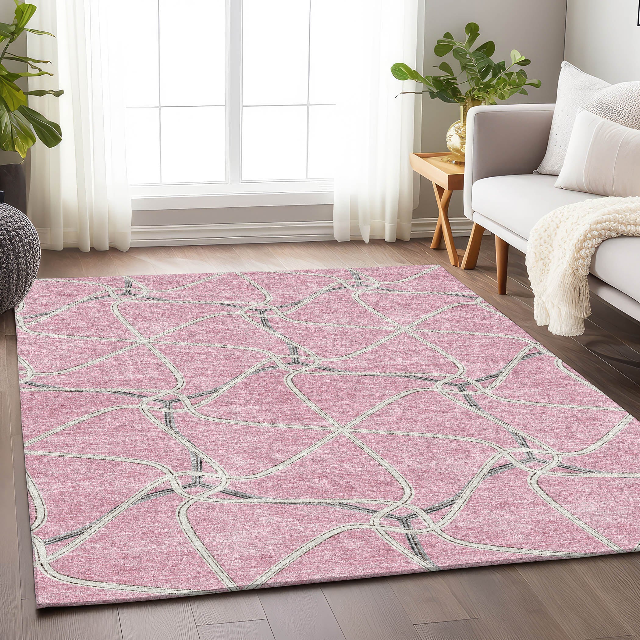 Jaipur Machine Washable Transitional Pink Rug 2'6" x 3'10" #shape_Rectangle