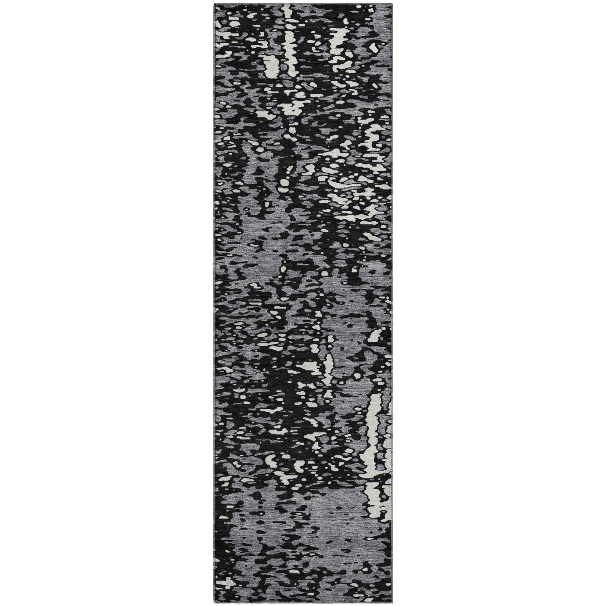 Rome Machine Washable Transitional Black Rug 2'3" x 7'6" #shape_Runner