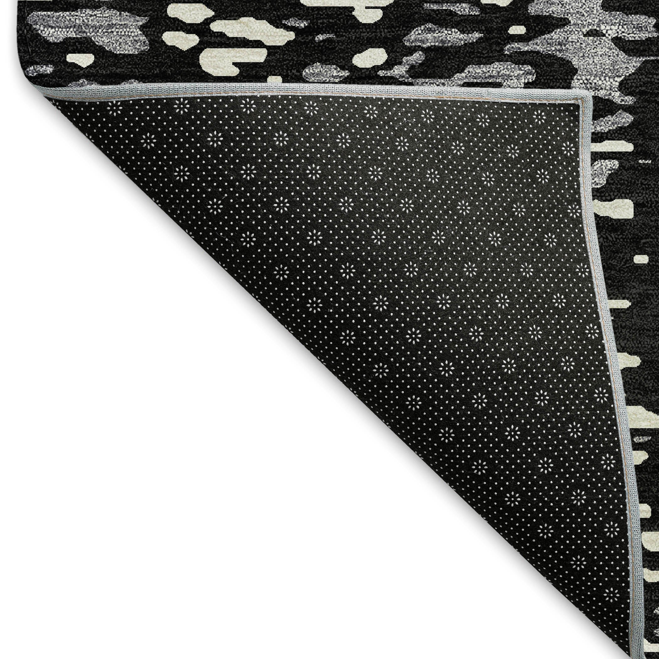 Rome Machine Washable Transitional Black Rug 1'8" x 2'6" #shape_Rectangle