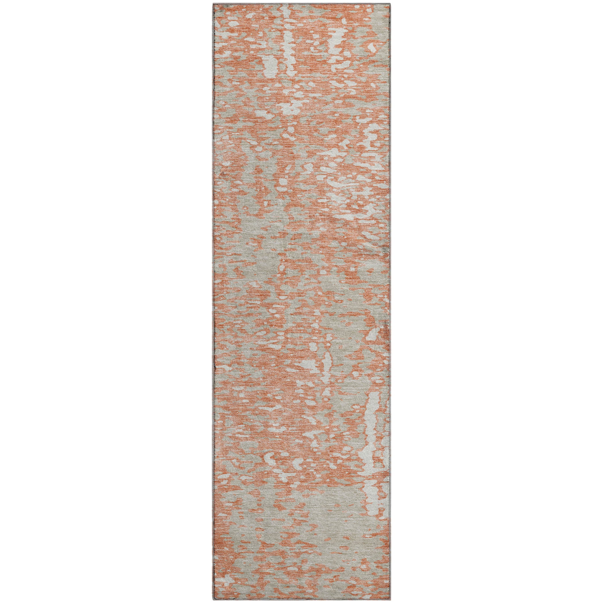 Rome Machine Washable Transitional Coral Orange Rug 2'3" x 7'6" #shape_Runner