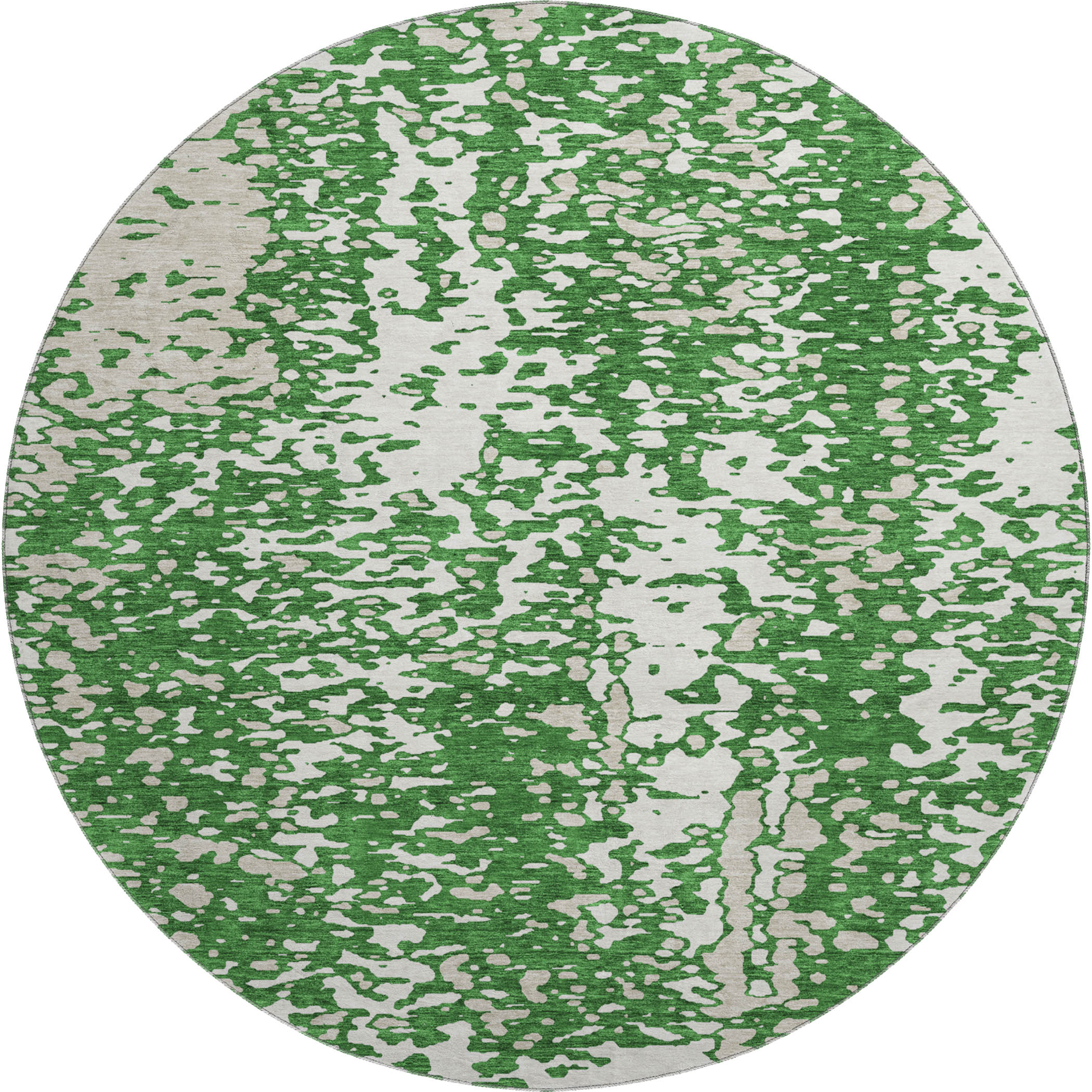 Rome Machine Washable Transitional Emerald Green Rug 8' x 8' #shape_Round