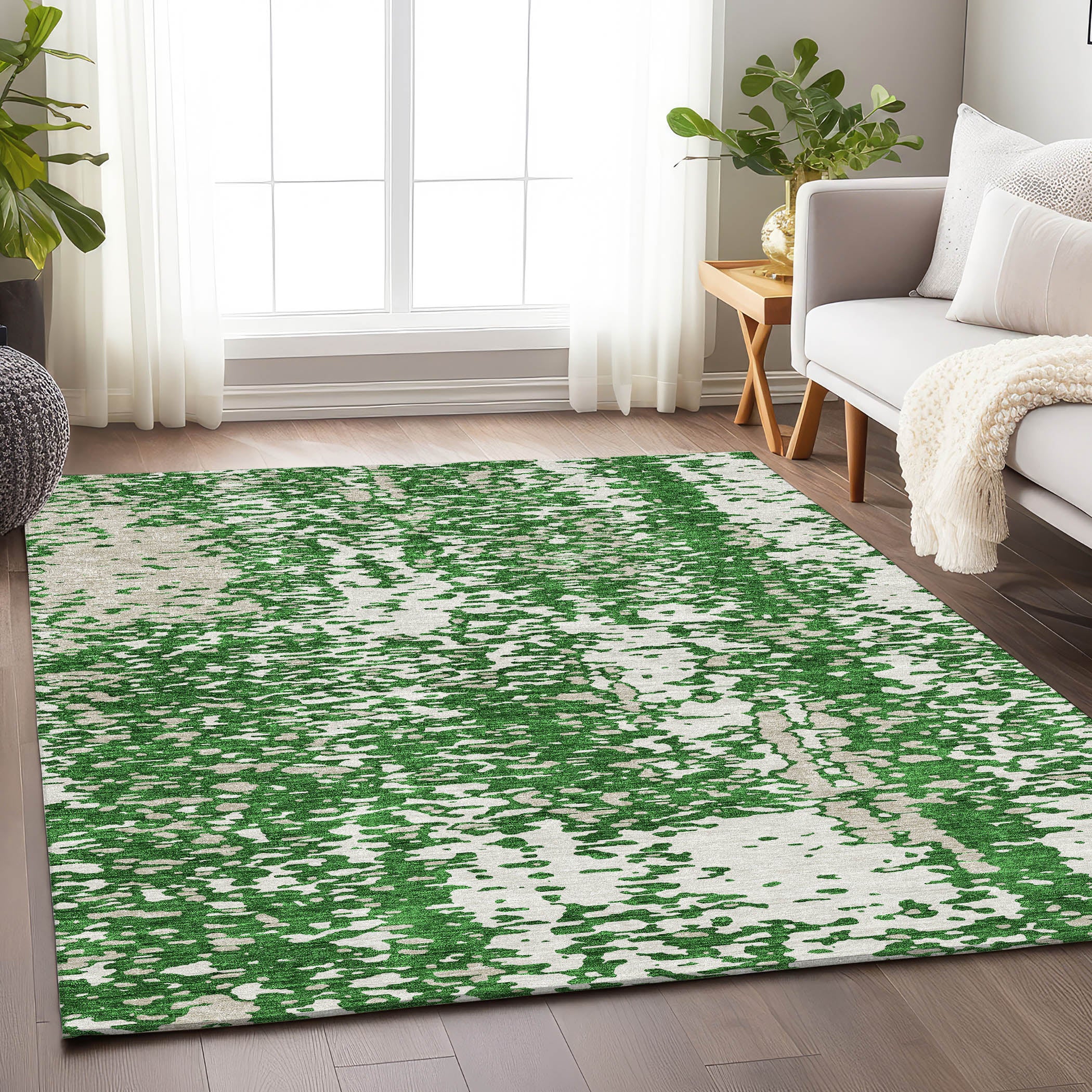 Rome Machine Washable Transitional Emerald Green Rug 2'6" x 3'10" #shape_Rectangle
