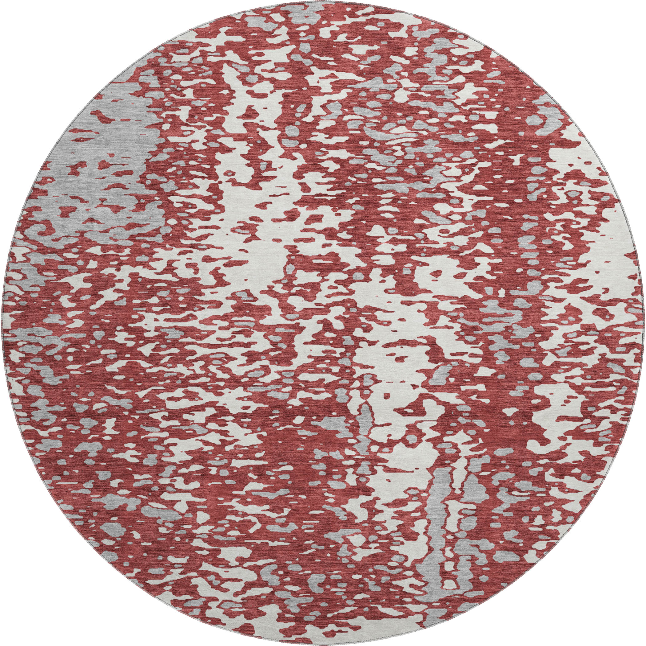 Rome Machine Washable Transitional Garnet Red Rug 8' x 8' #shape_Round