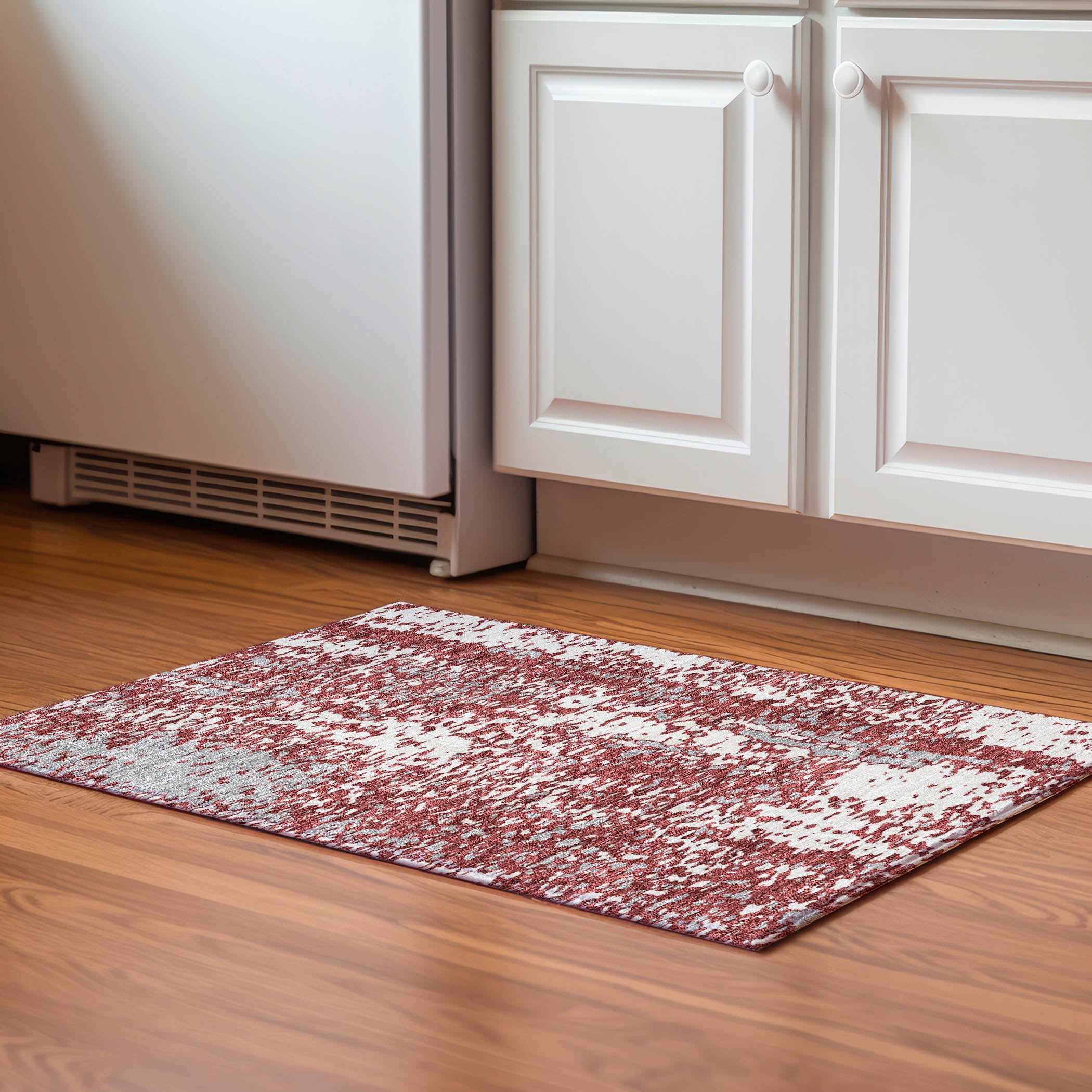 Rome Machine Washable Transitional Garnet Red Rug 1'8" x 2'6" #shape_Rectangle