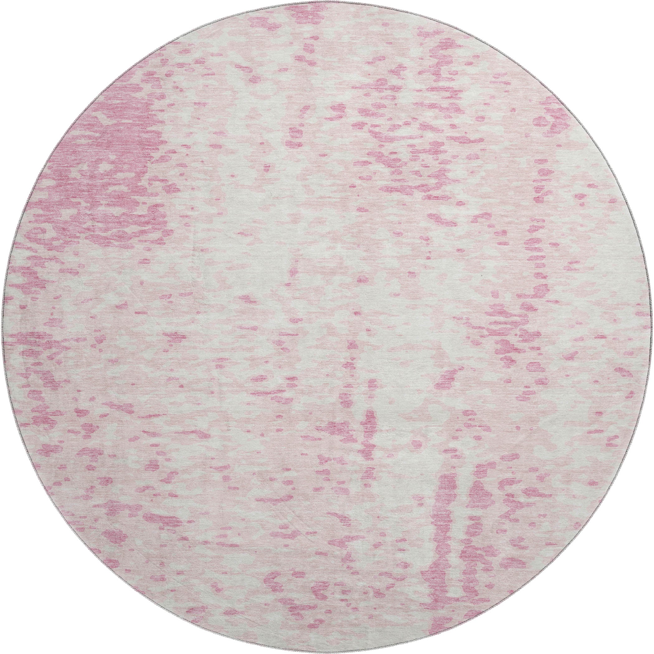Rome Machine Washable Transitional Pink Rug 8' x 8' #shape_Round