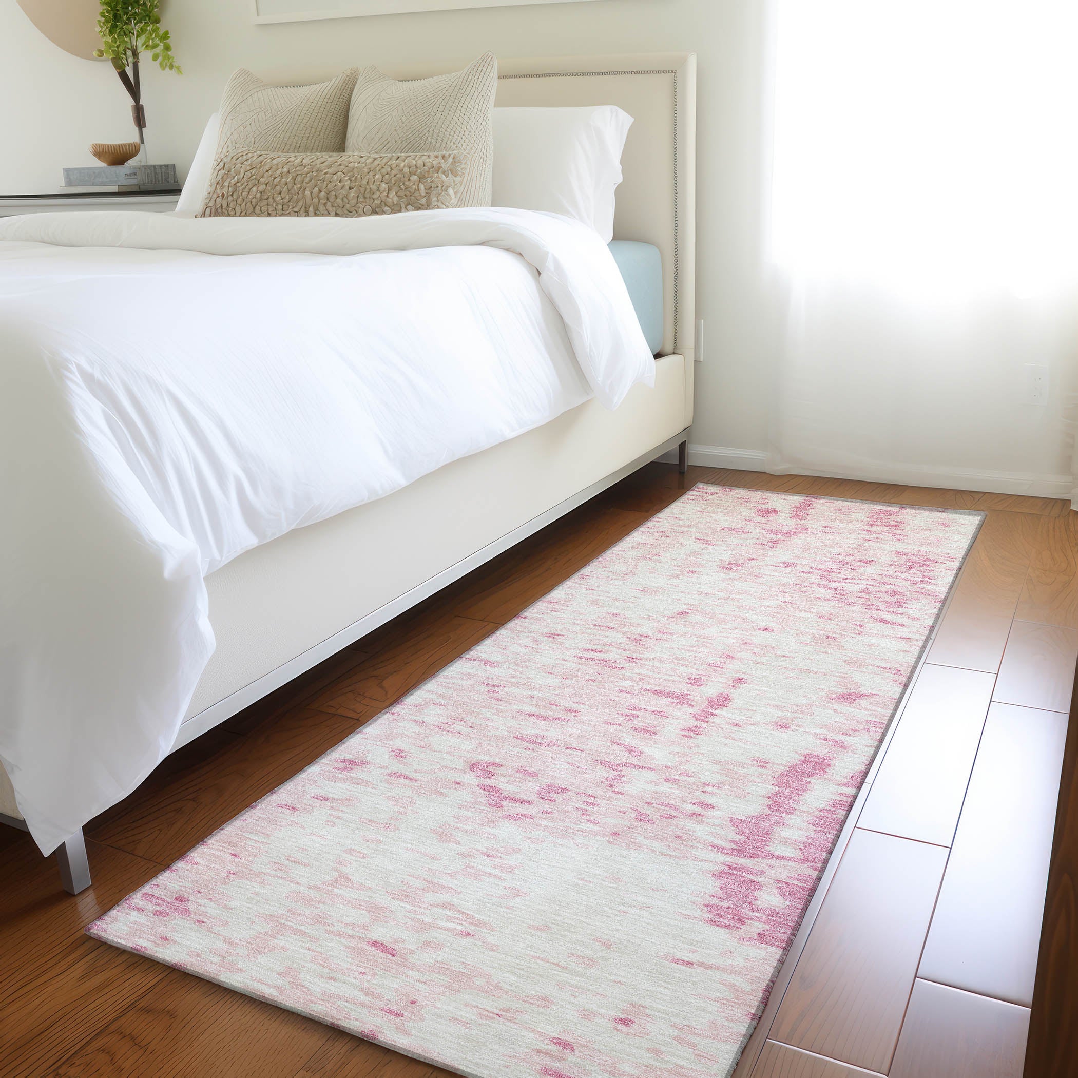 Rome Machine Washable Transitional Pink Rug 2'3" x 7'6" #shape_Runner
