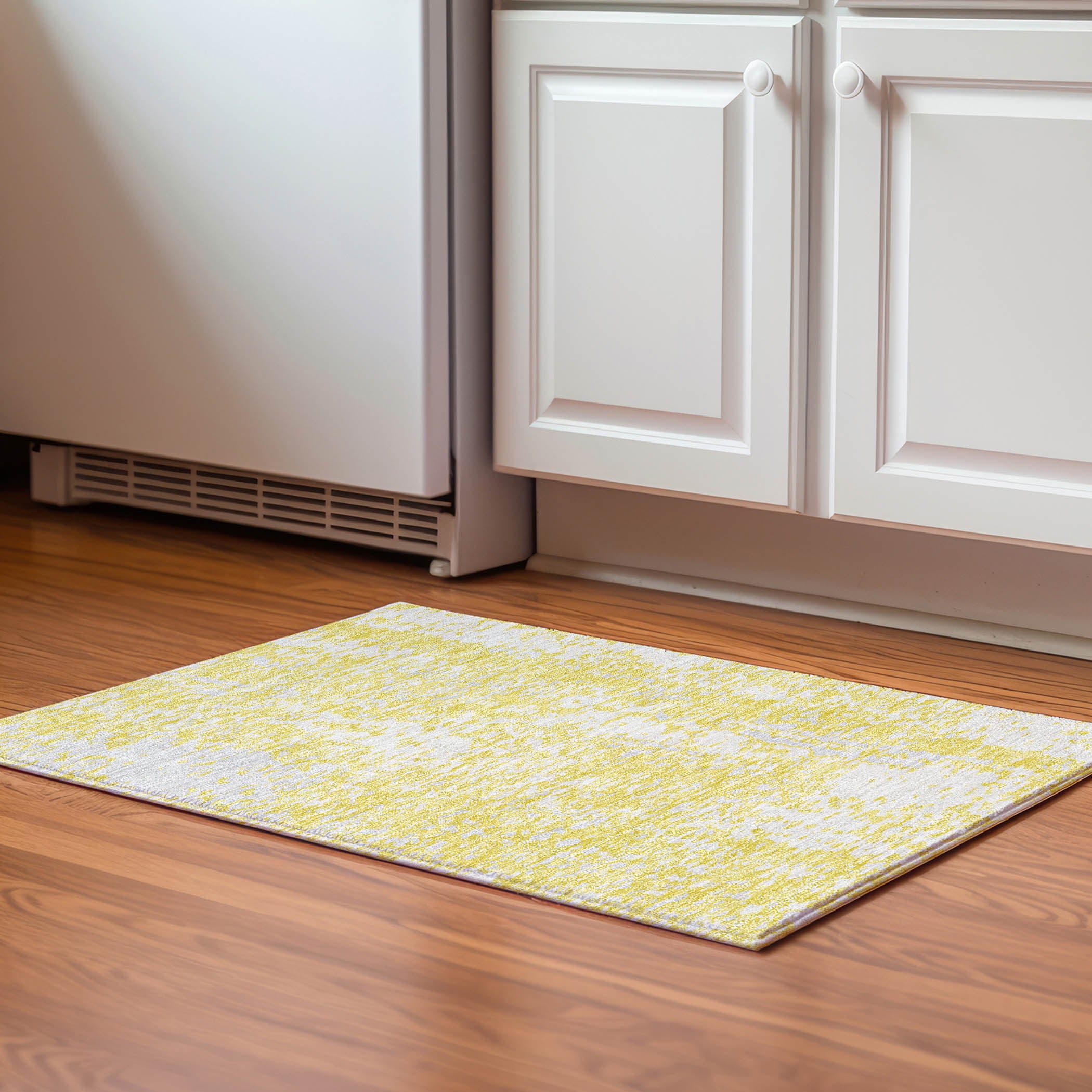 Rome Machine Washable Transitional Yellow Gold Rug 1'8" x 2'6" #shape_Rectangle
