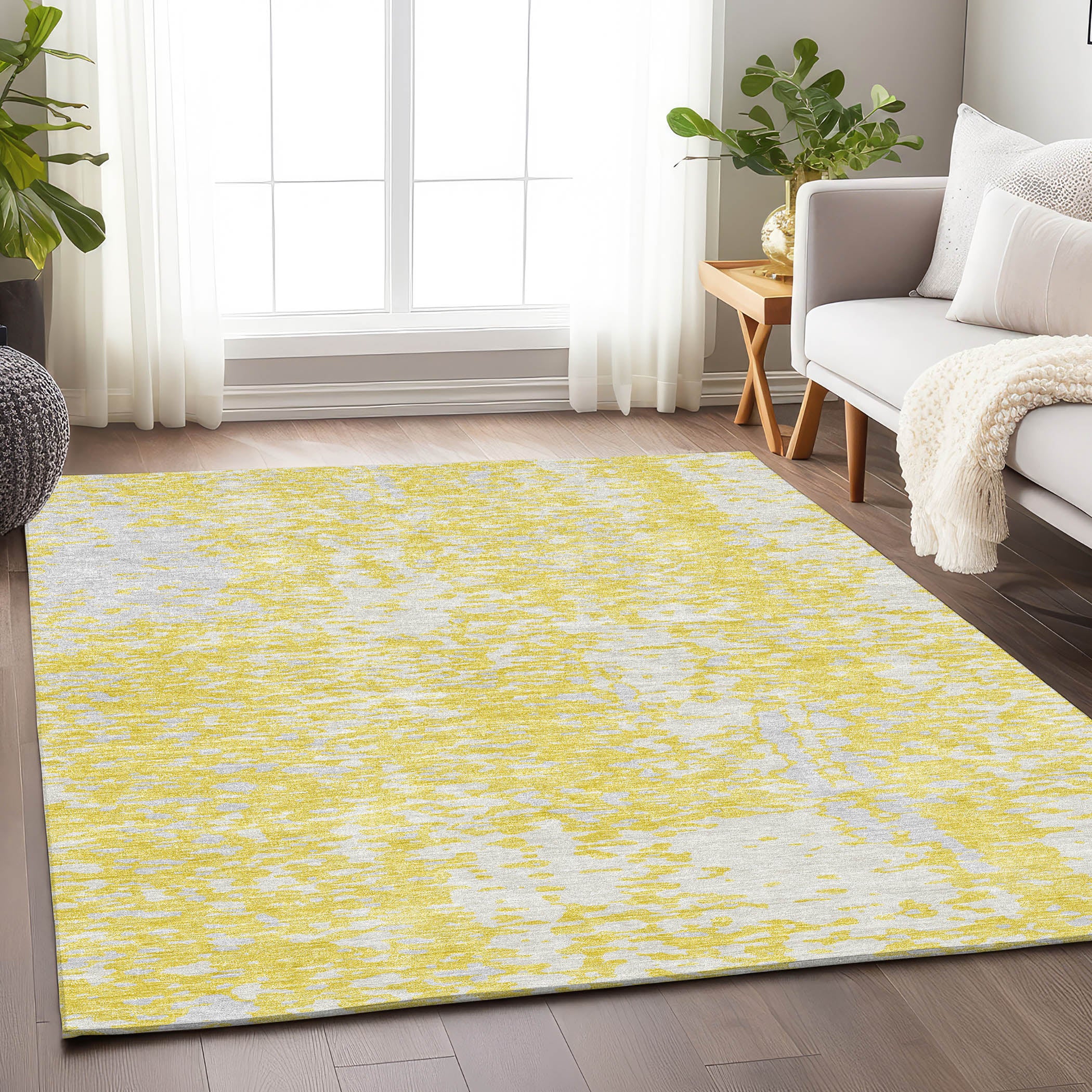 Rome Machine Washable Transitional Yellow Gold Rug 2'6" x 3'10" #shape_Rectangle