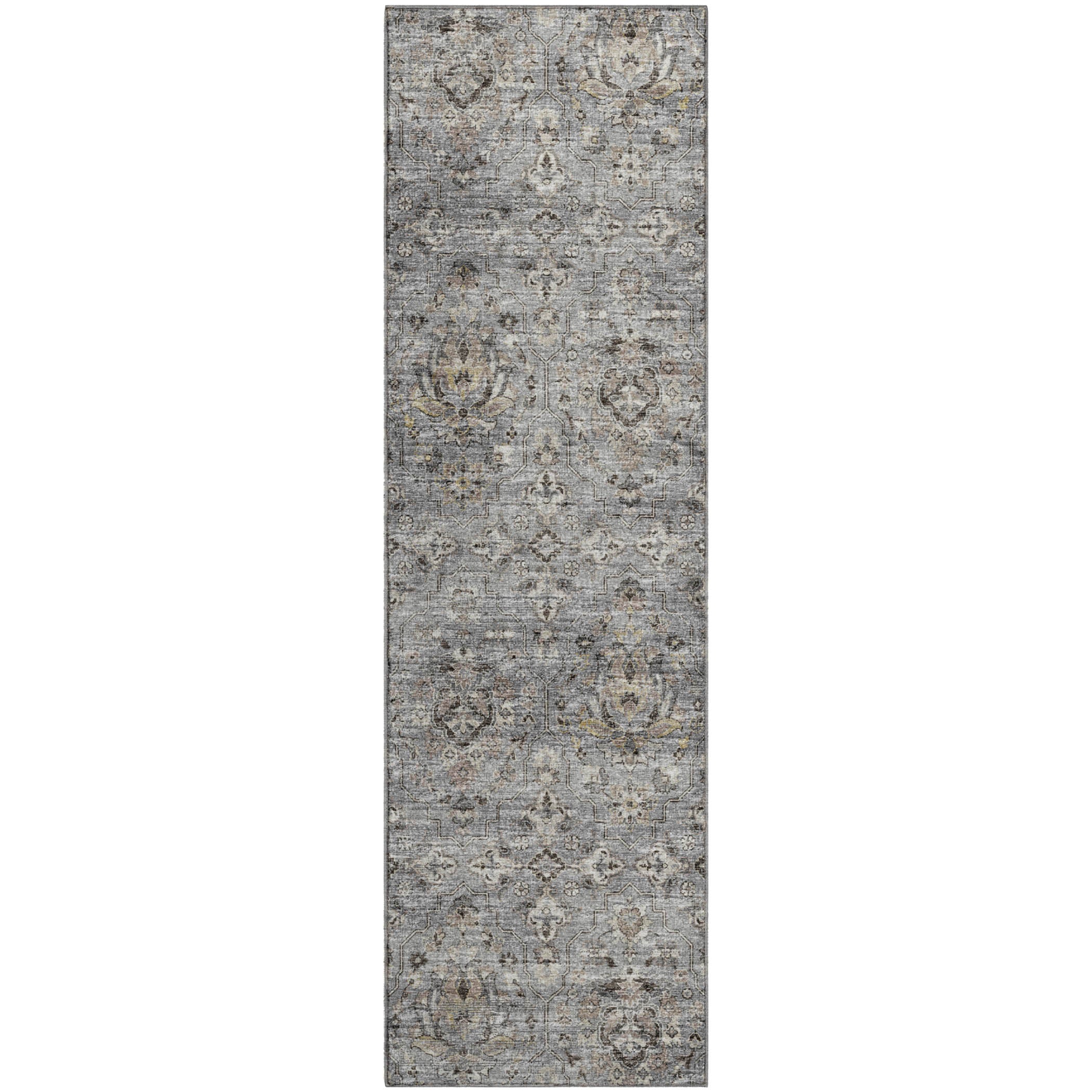 Ghent Machine Washable Traditional Ash Gray Rug 2'3" x 7'6" #shape_Runner