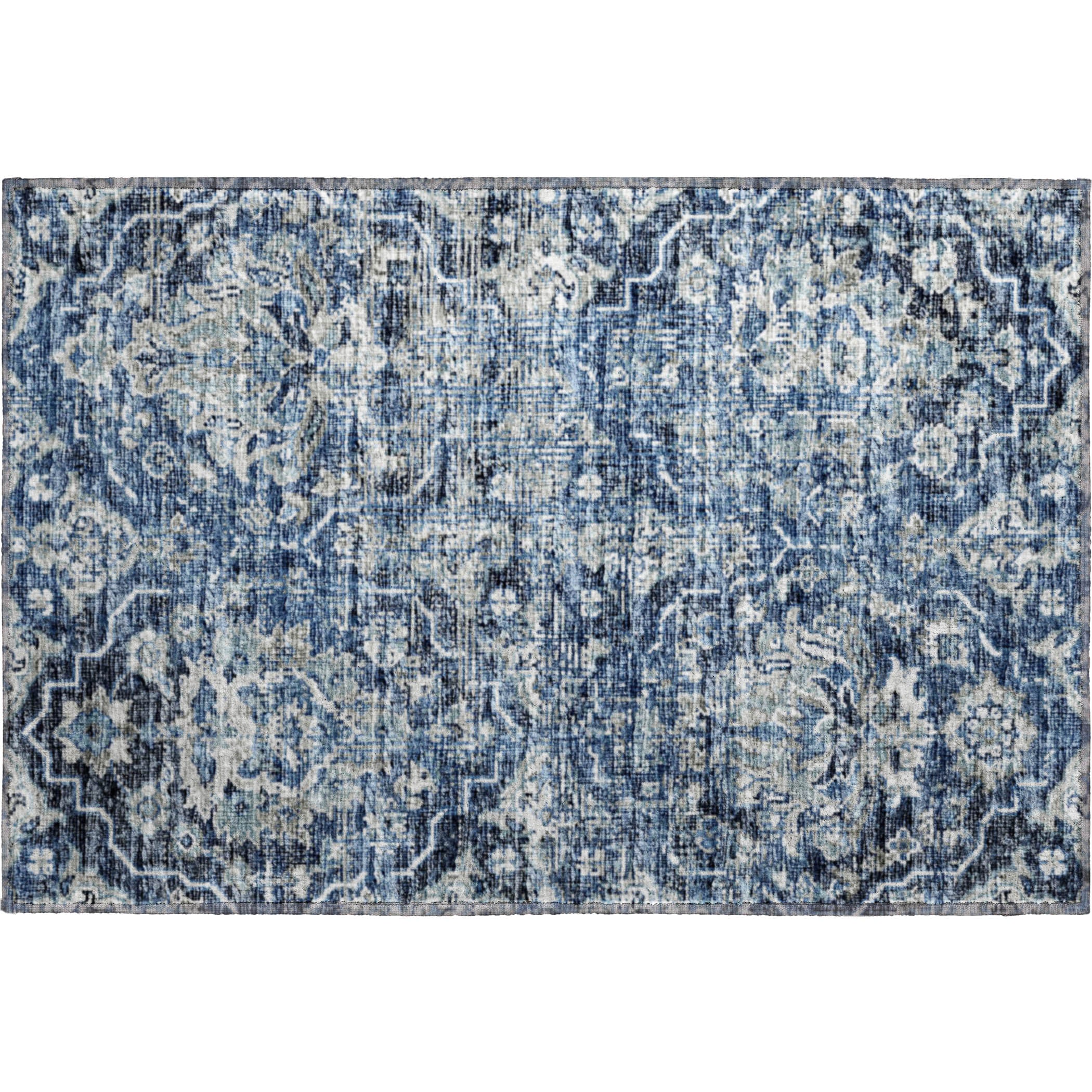 Ghent Machine Washable Traditional Blue Rug 1'8" x 2'6" #shape_Rectangle