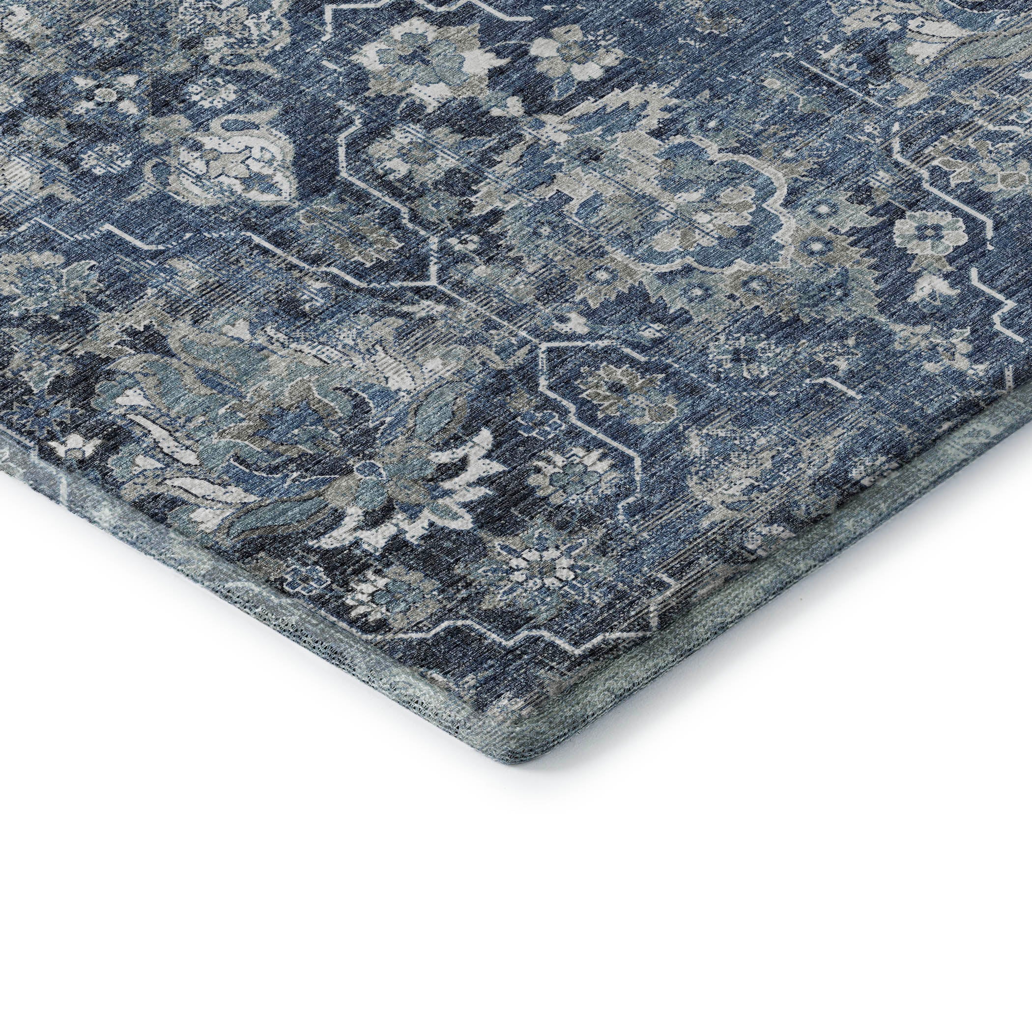 Ghent Machine Washable Traditional Blue Rug 1'8" x 2'6" #shape_Rectangle
