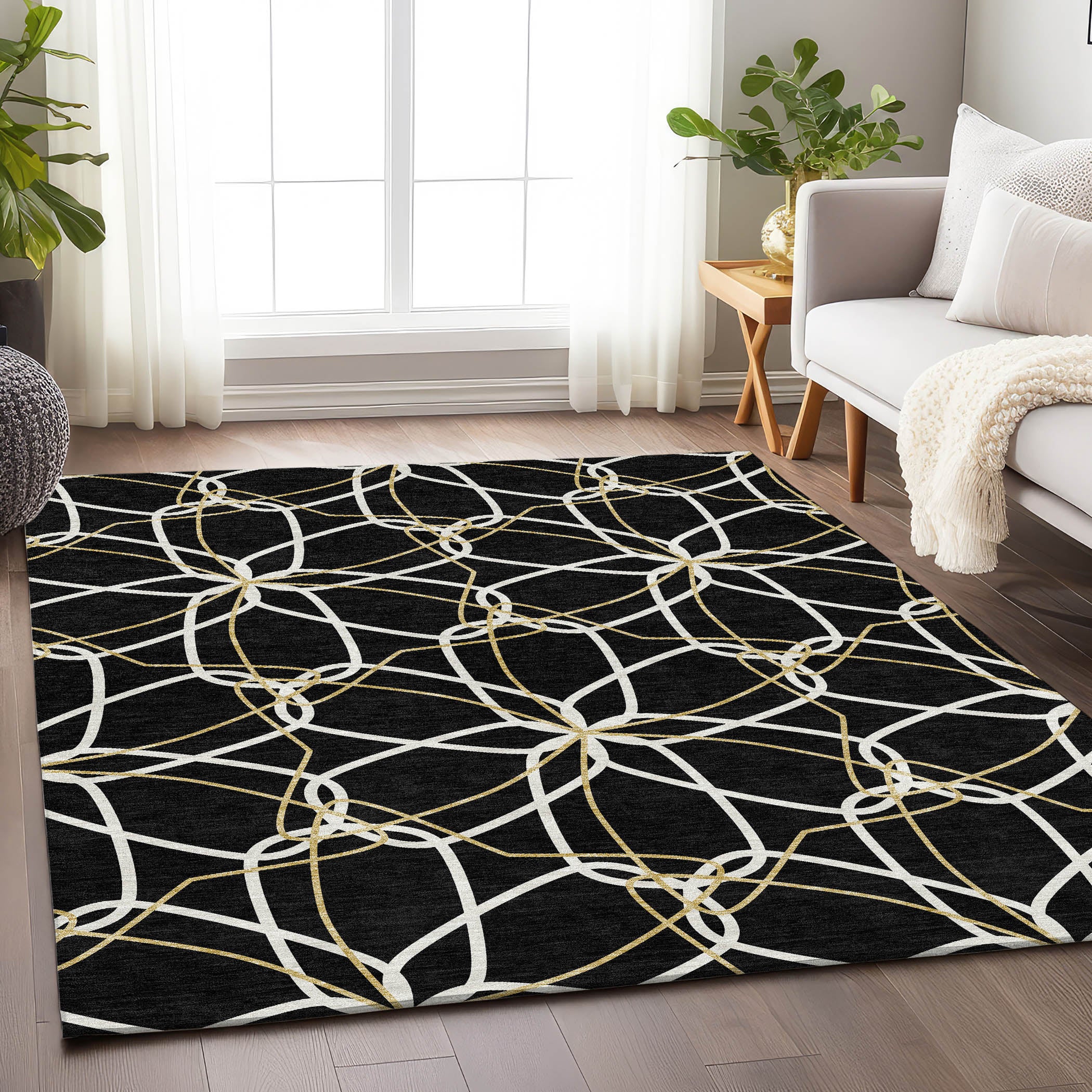 Cusco Machine Washable Transitional Black Rug 2'6" x 3'10" #shape_Rectangle