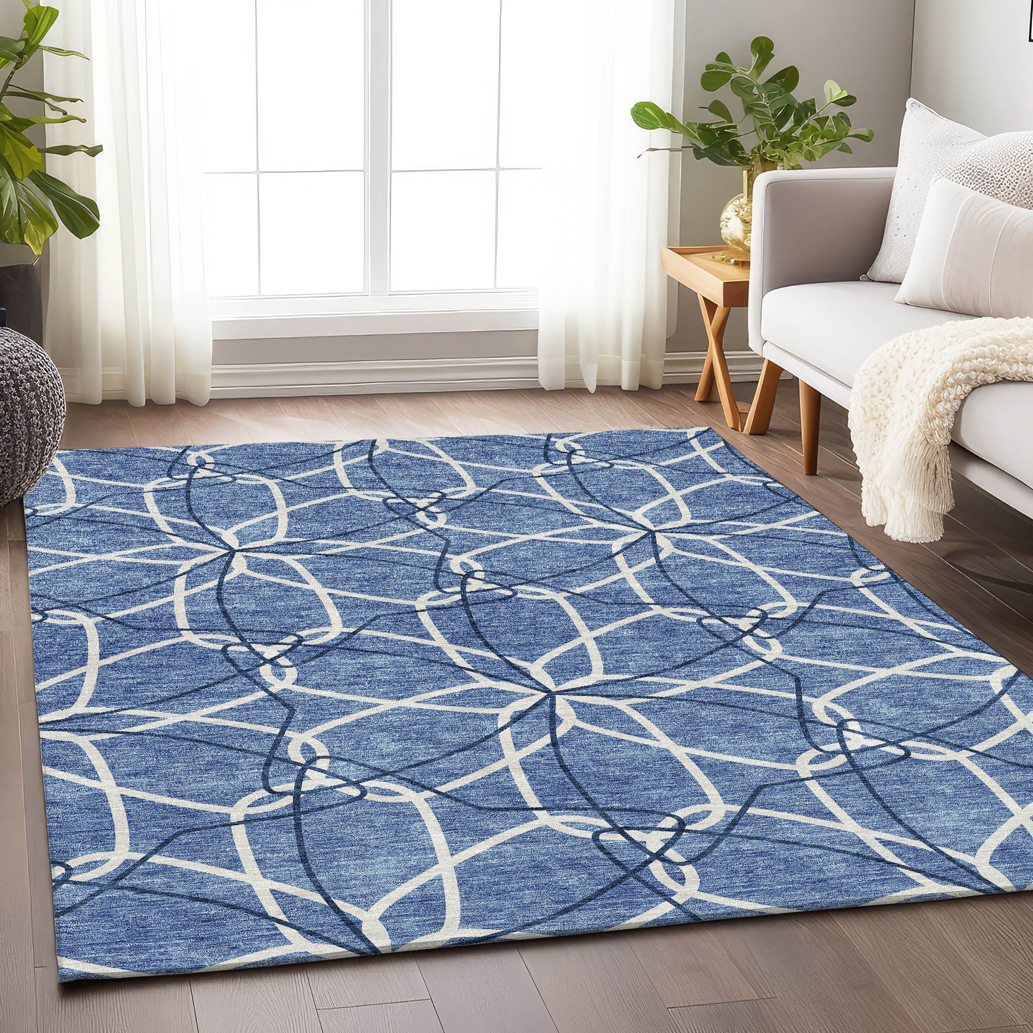 Cusco Machine Washable Transitional Denim Blue Rug 2'6" x 3'10" #shape_Rectangle