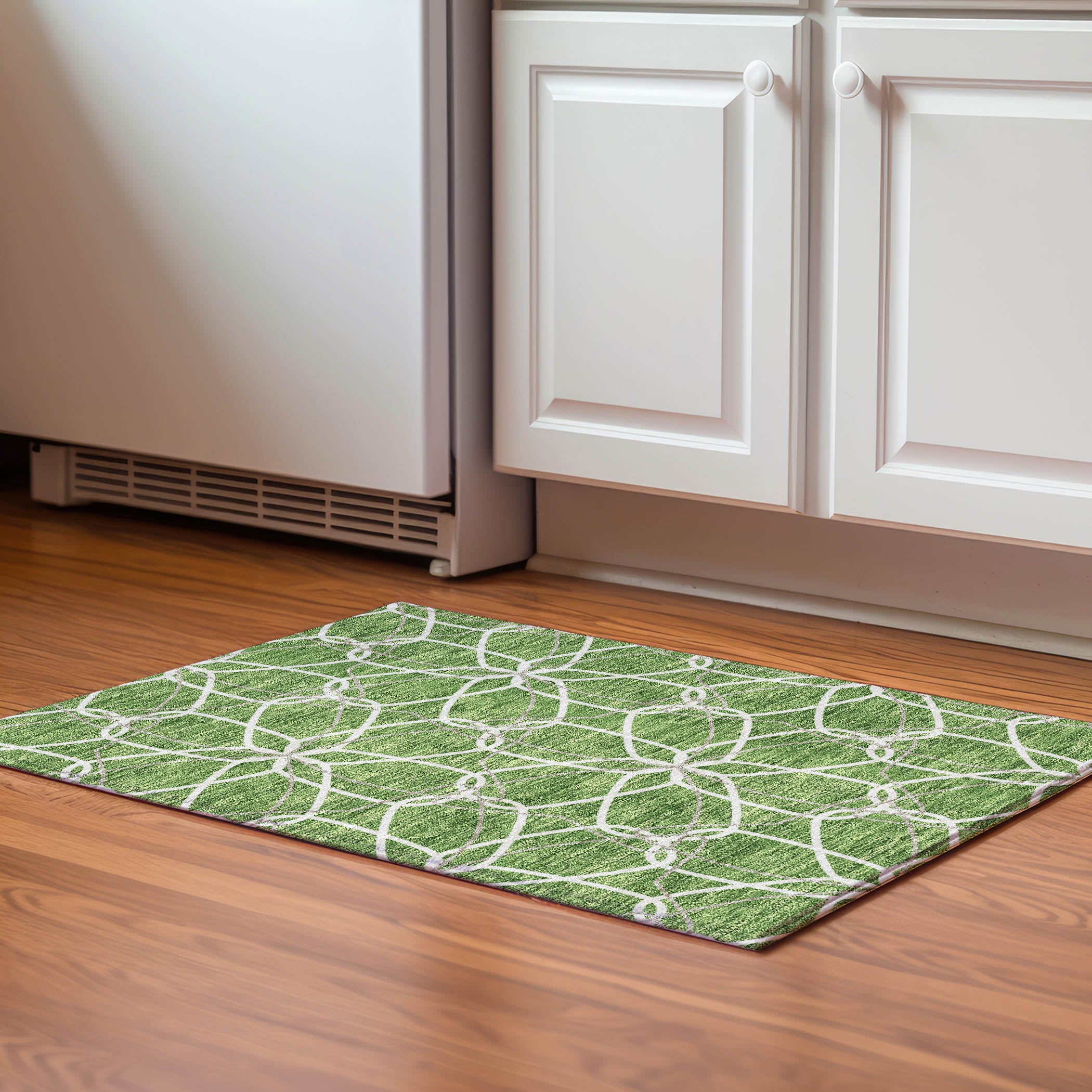 Cusco Machine Washable Transitional Green Rug 1'8" x 2'6" #shape_Rectangle