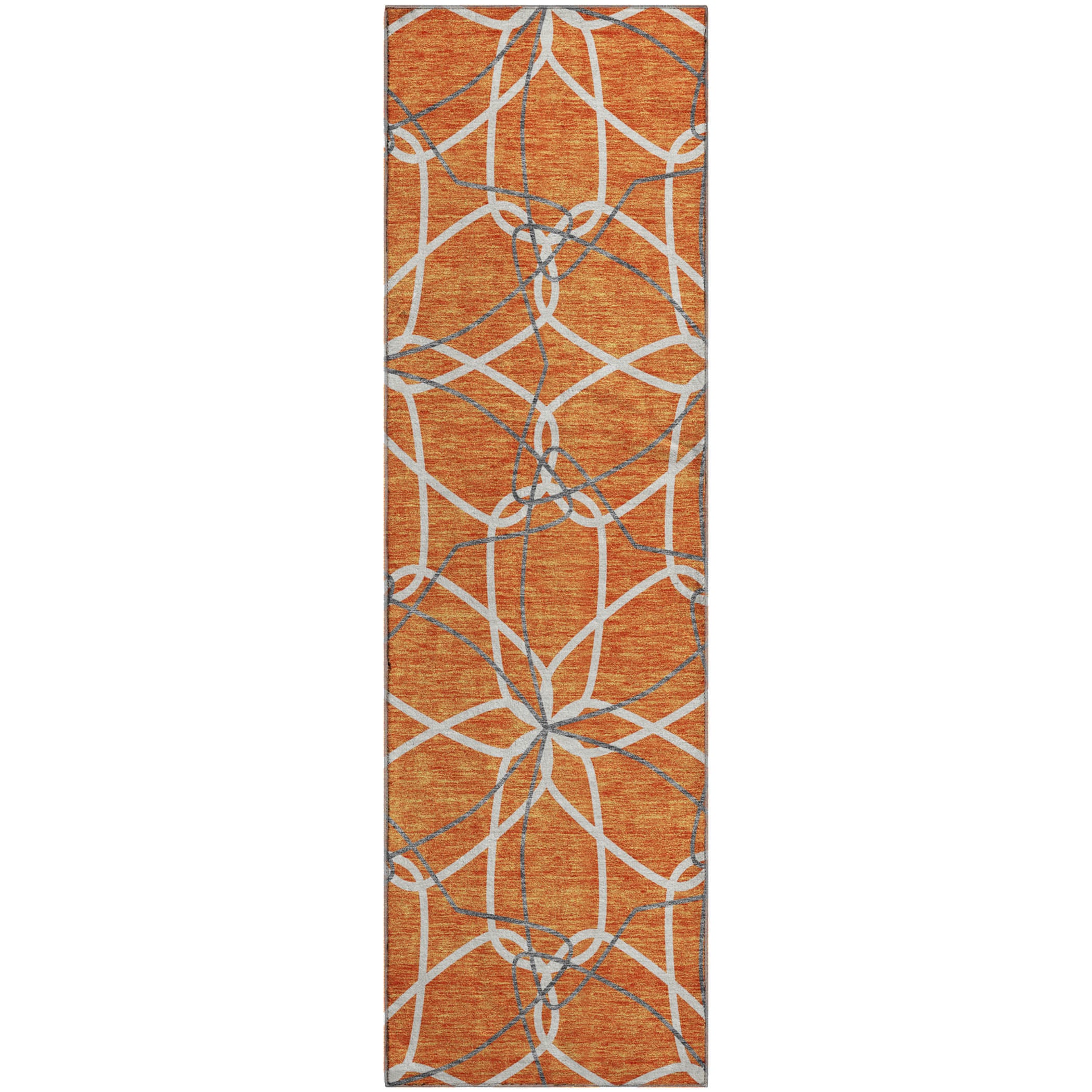 Cusco Machine Washable Transitional Orange Rug 2'3" x 7'6" #shape_Runner