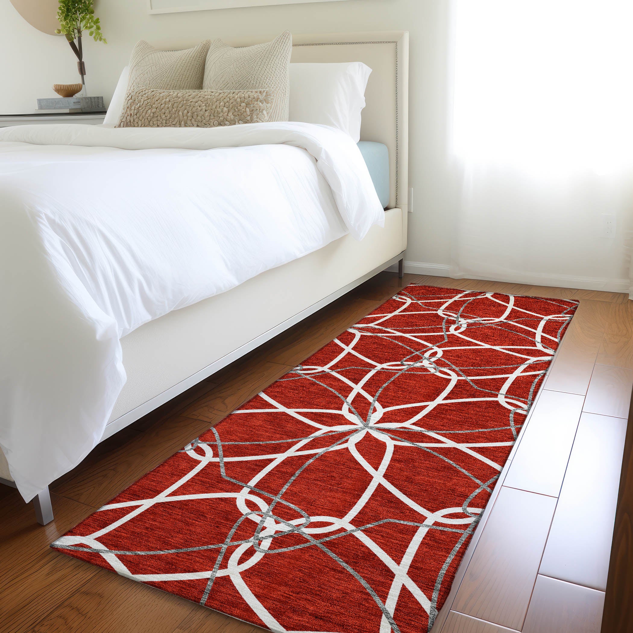 Cusco Machine Washable Transitional Red Rug 2'3" x 7'6" #shape_Runner