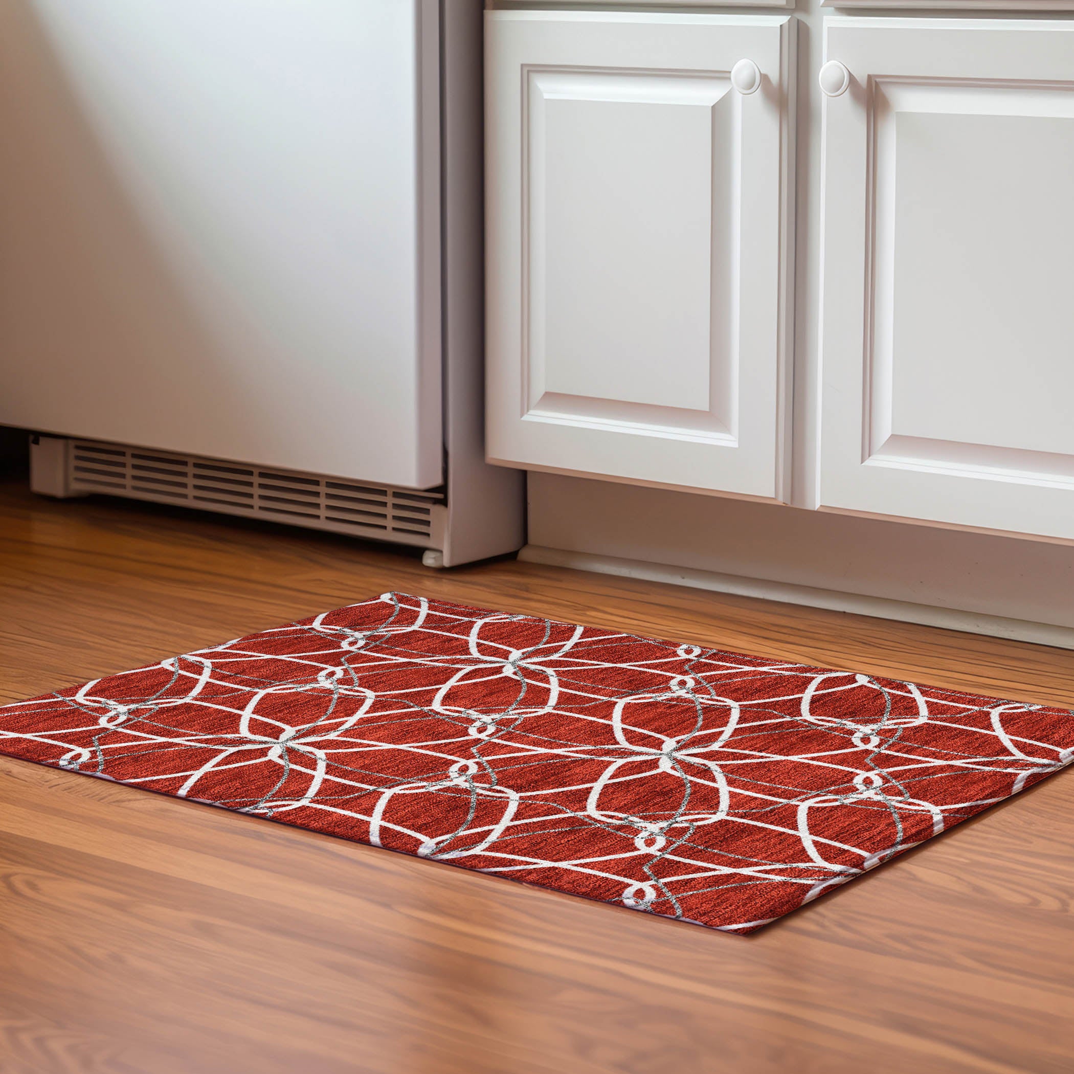 Cusco Machine Washable Transitional Red Rug 1'8" x 2'6" #shape_Rectangle