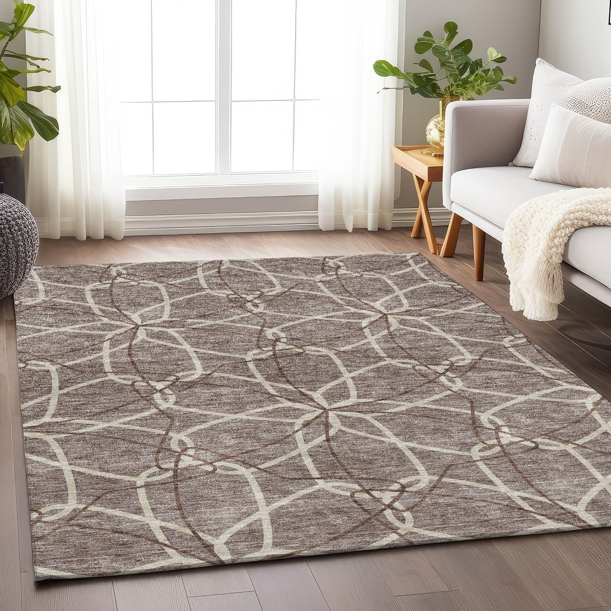 Cusco Machine Washable Transitional Taupe Brown Rug 2'6" x 3'10" #shape_Rectangle