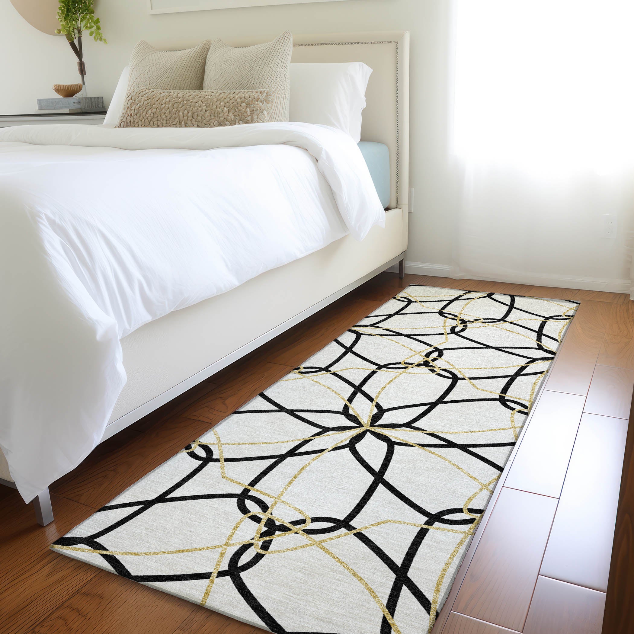 Cusco Machine Washable Transitional White Ivory Rug 2'3" x 7'6" #shape_Runner