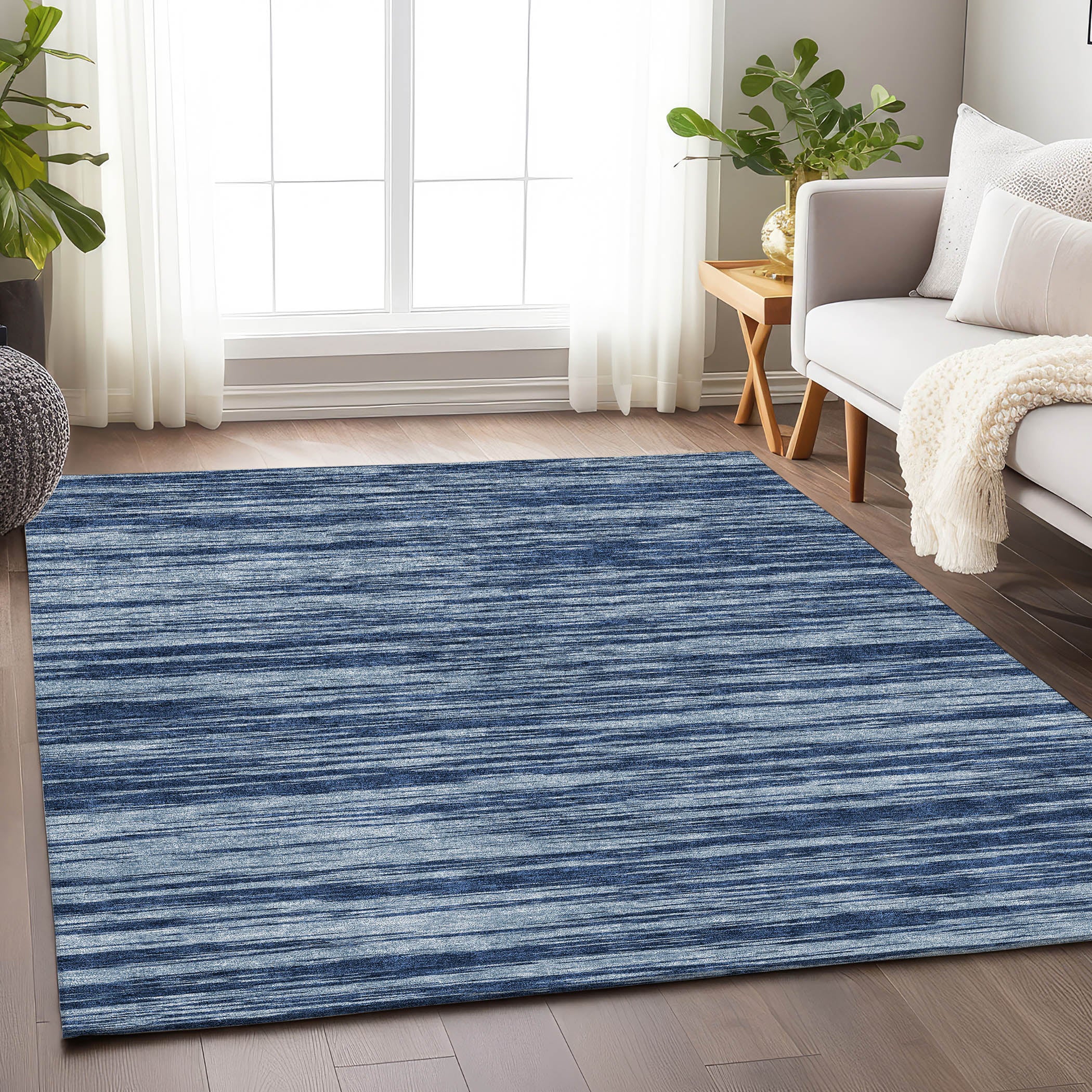 Montevideo Machine Washable Transitional Blue Rug 2'6" x 3'10" #shape_Rectangle