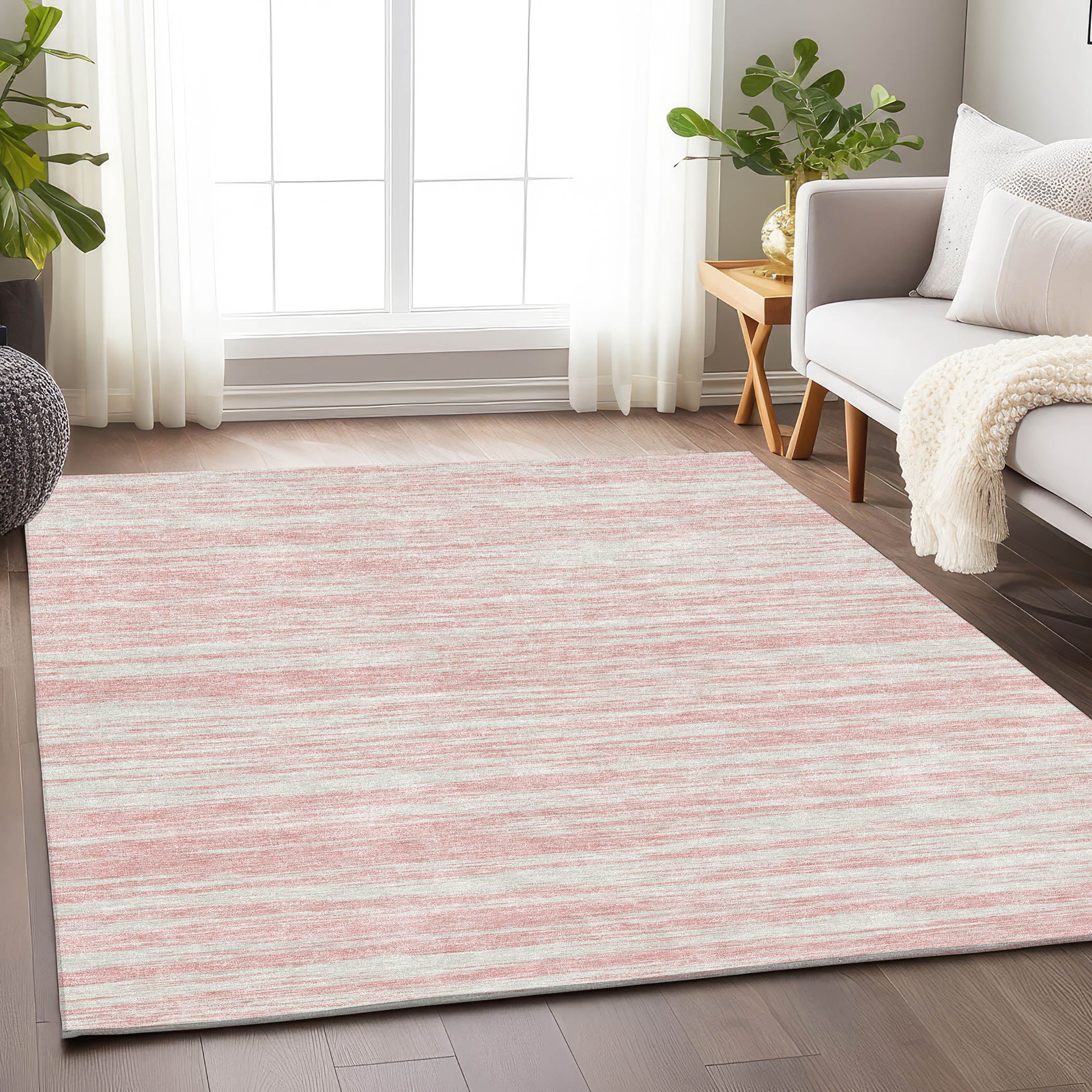 Montevideo Machine Washable Transitional Pink Rug 2'6" x 3'10" #shape_Rectangle