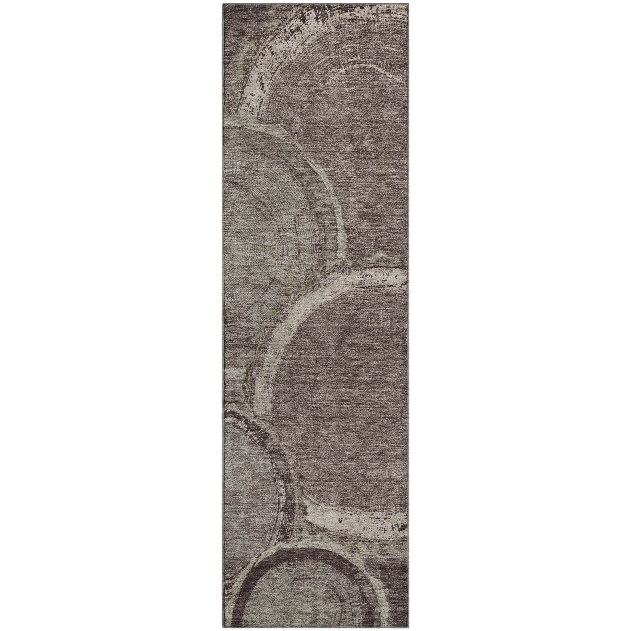 Kotor Machine Washable Transitional Chocolate Brown Rug 2'3" x 7'6" #shape_Runner