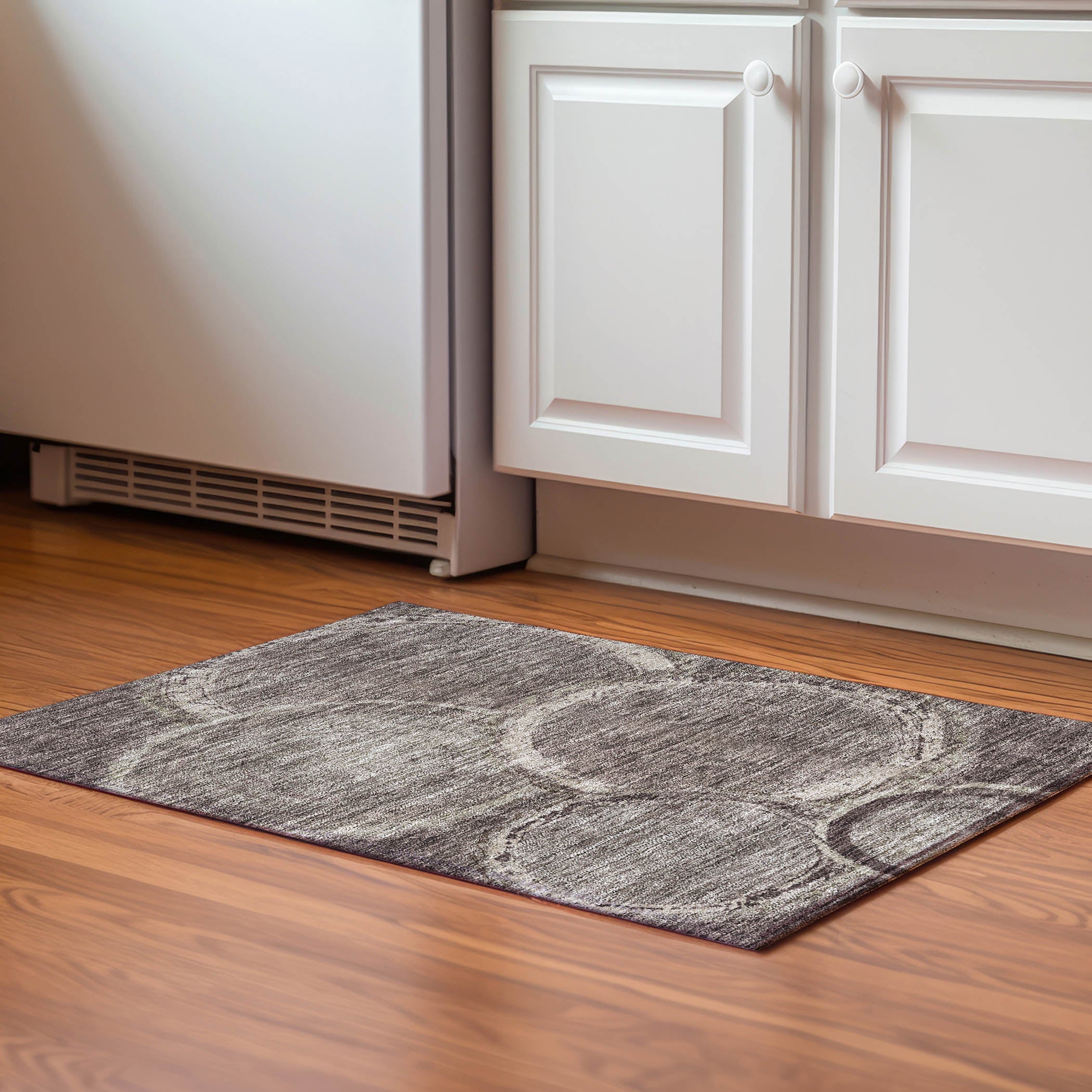 Kotor Machine Washable Transitional Chocolate Brown Rug 1'8" x 2'6" #shape_Rectangle