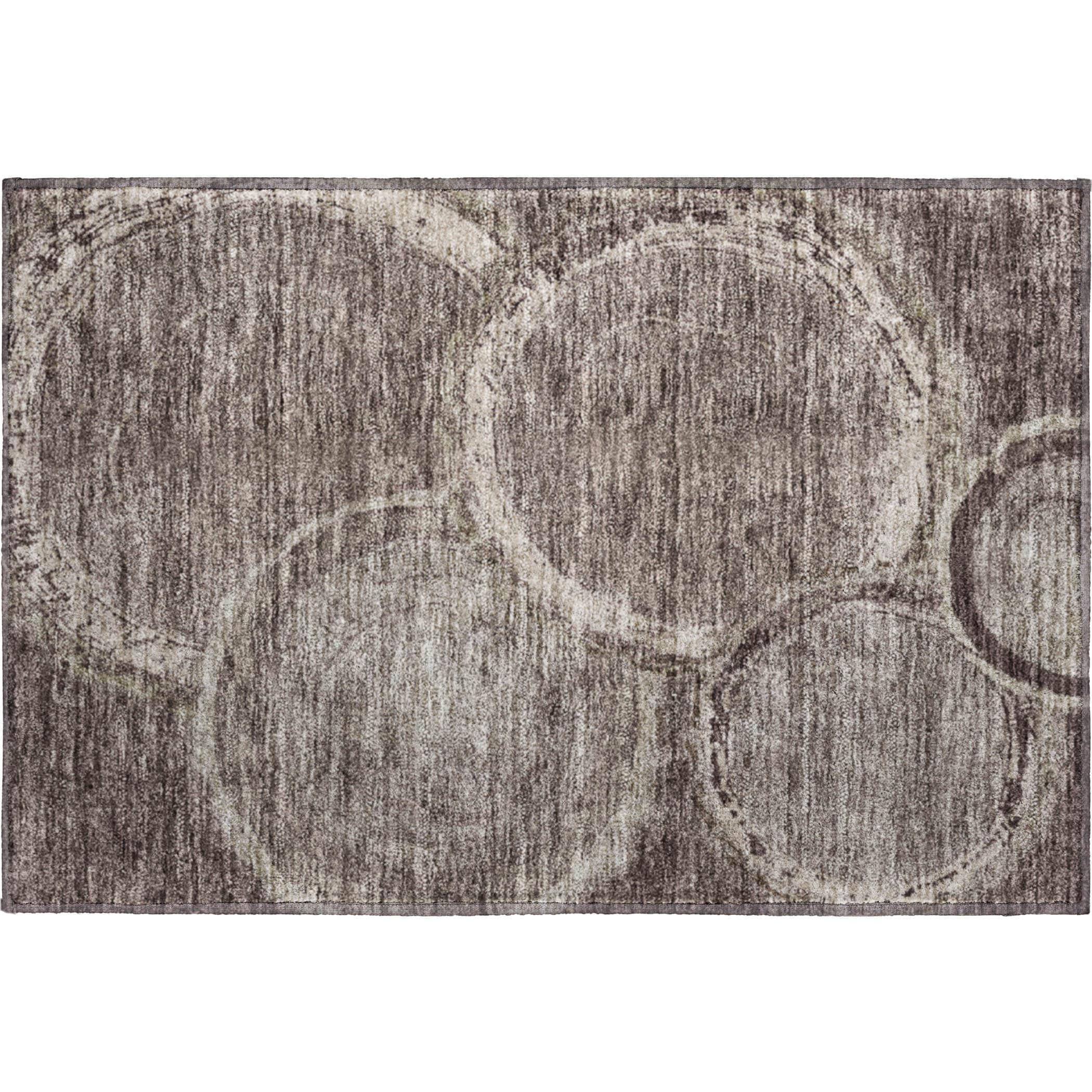 Kotor Machine Washable Transitional Chocolate Brown Rug 1'8" x 2'6" #shape_Rectangle