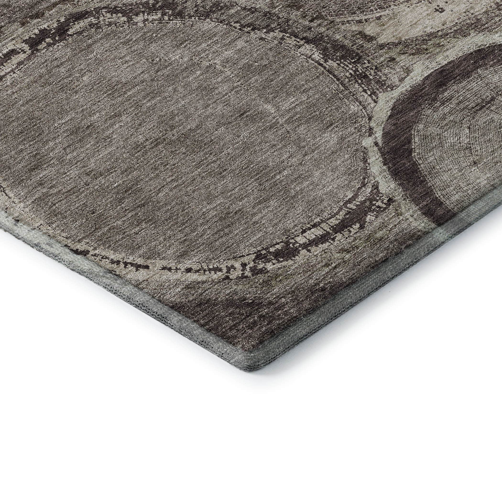 Kotor Machine Washable Transitional Chocolate Brown Rug 1'8" x 2'6" #shape_Rectangle