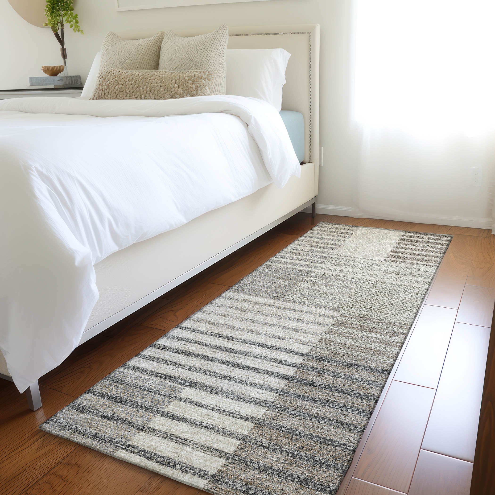 Mostar Machine Washable Transitional Beige Brown Rug 2'3" x 7'6" #shape_Runner